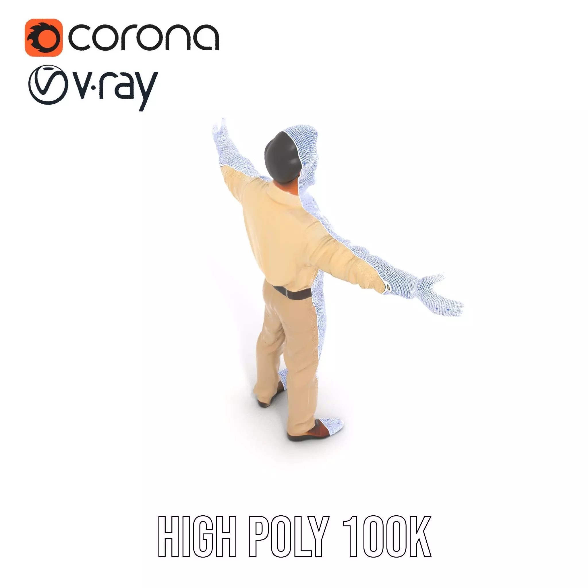 Business Professional Model Pack with Red Tie and Beige Outfit Low-poly 3D model_32