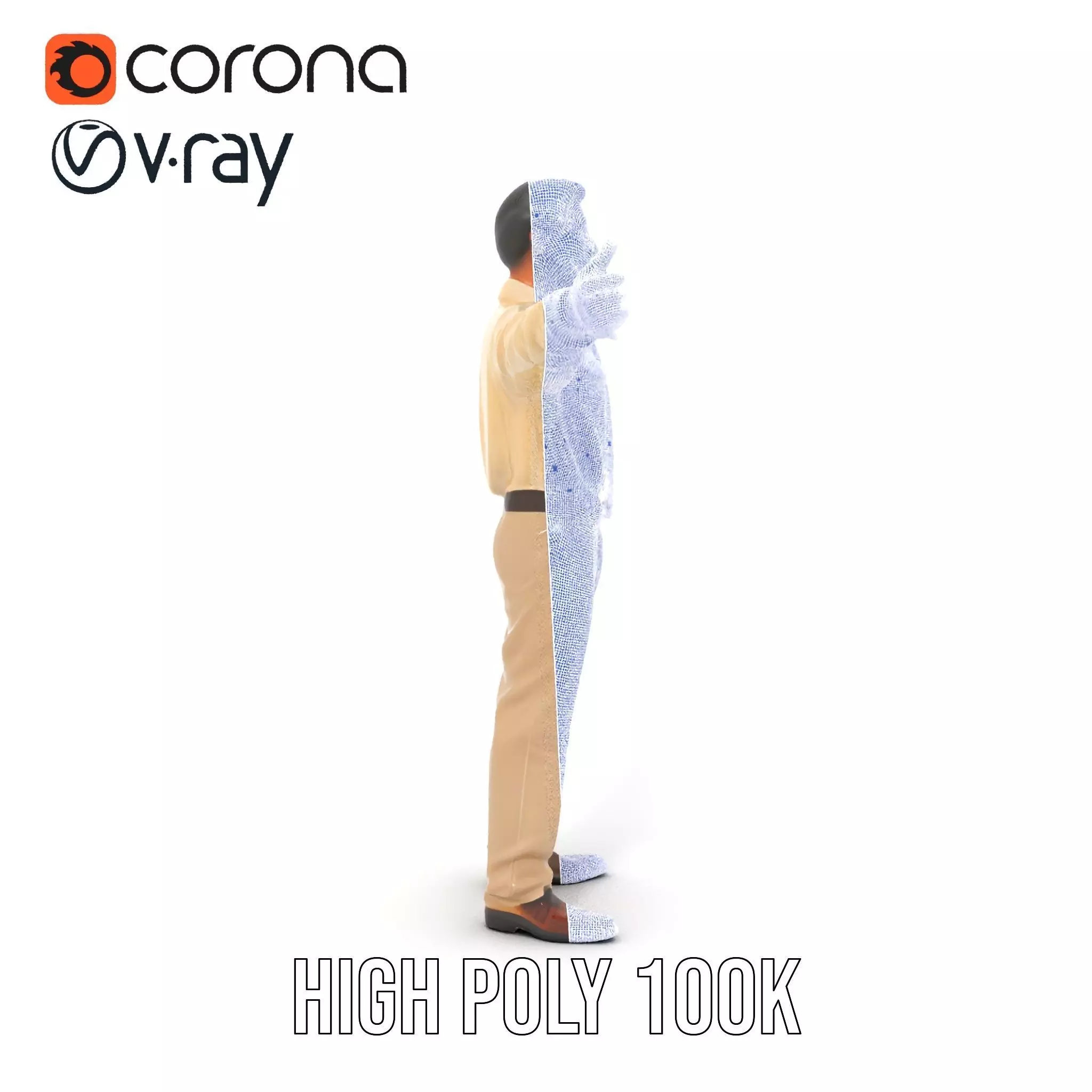 Business Professional Model Pack with Red Tie and Beige Outfit Low-poly 3D model_33