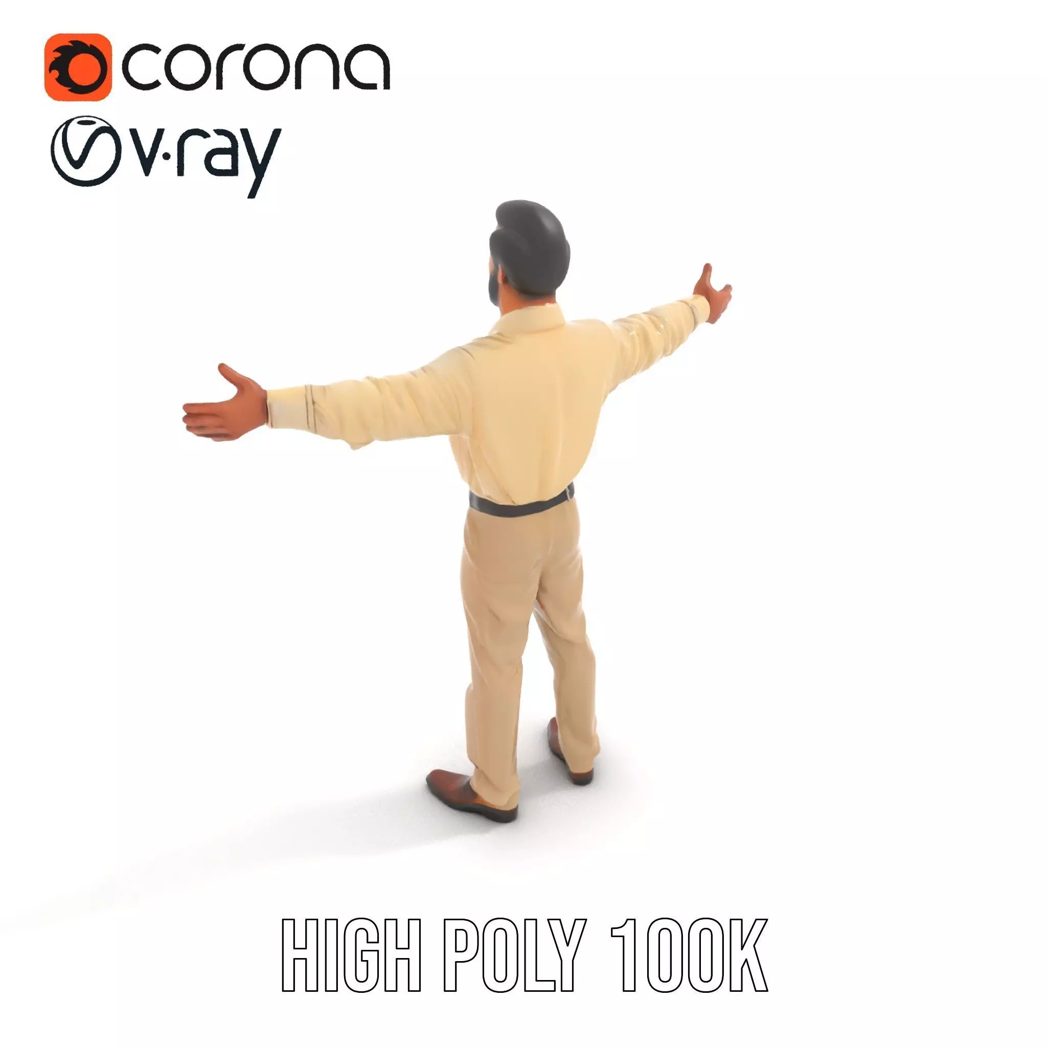 Business Professional Model Pack with Red Tie and Beige Outfit Low-poly 3D model_20