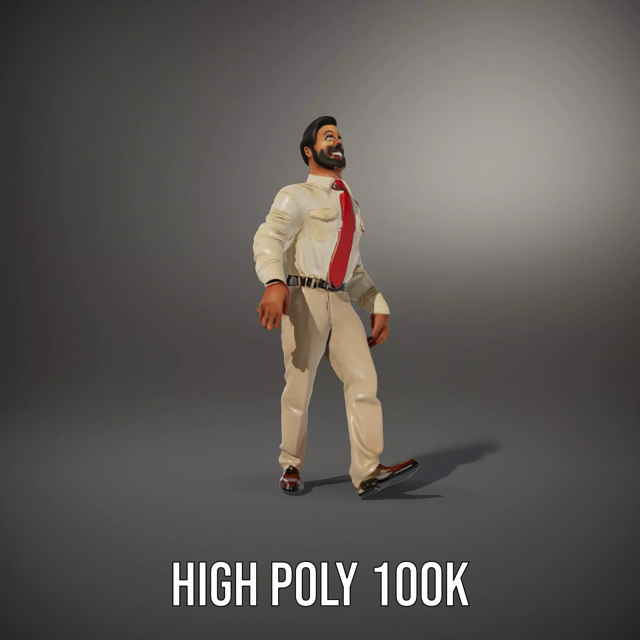 Business Professional Model Pack with Red Tie and Beige Outfit Low-poly 3D model_31