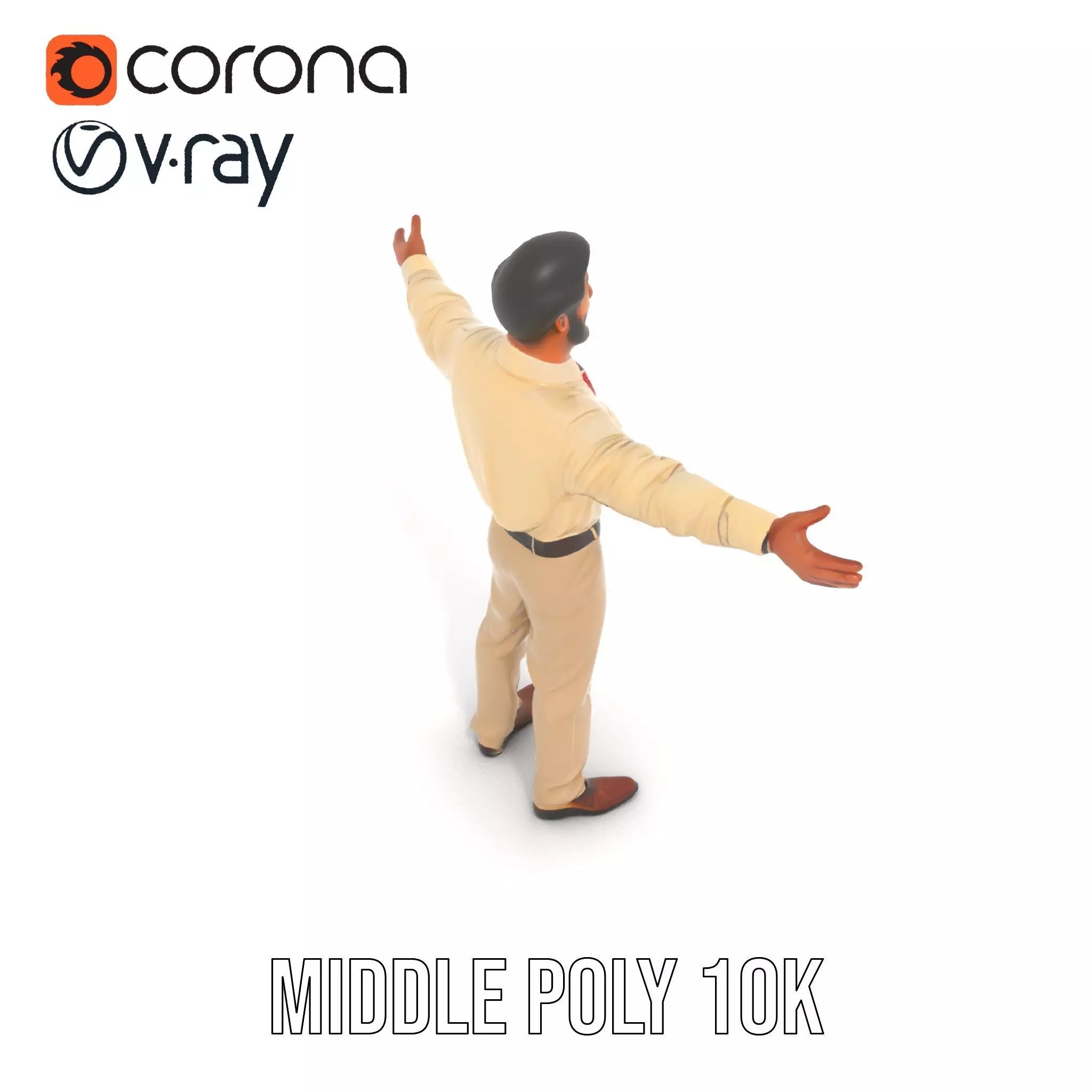 Business Professional Model Pack with Red Tie and Beige Outfit Low-poly 3D model_21