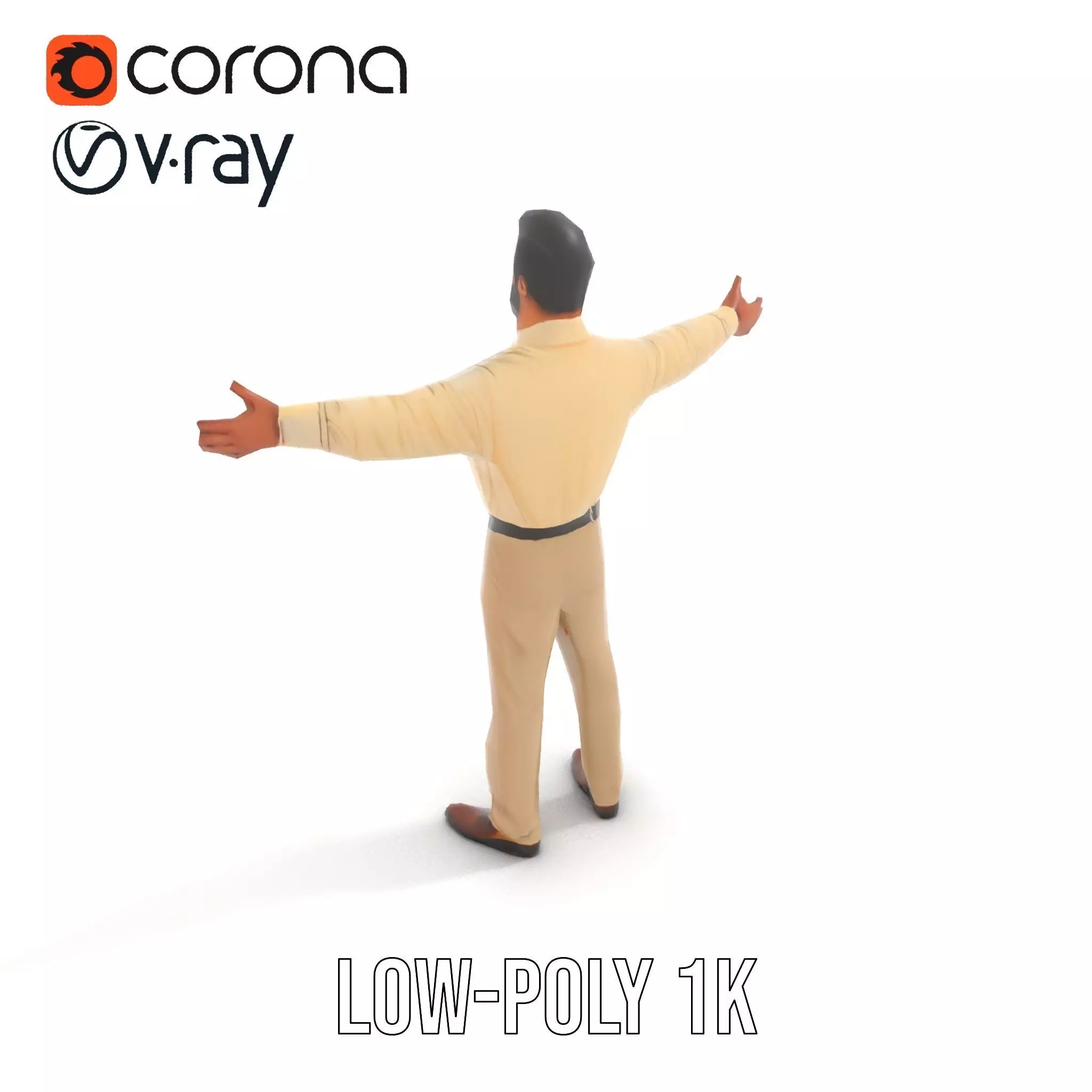 Business Professional Model Pack with Red Tie and Beige Outfit Low-poly 3D model_7