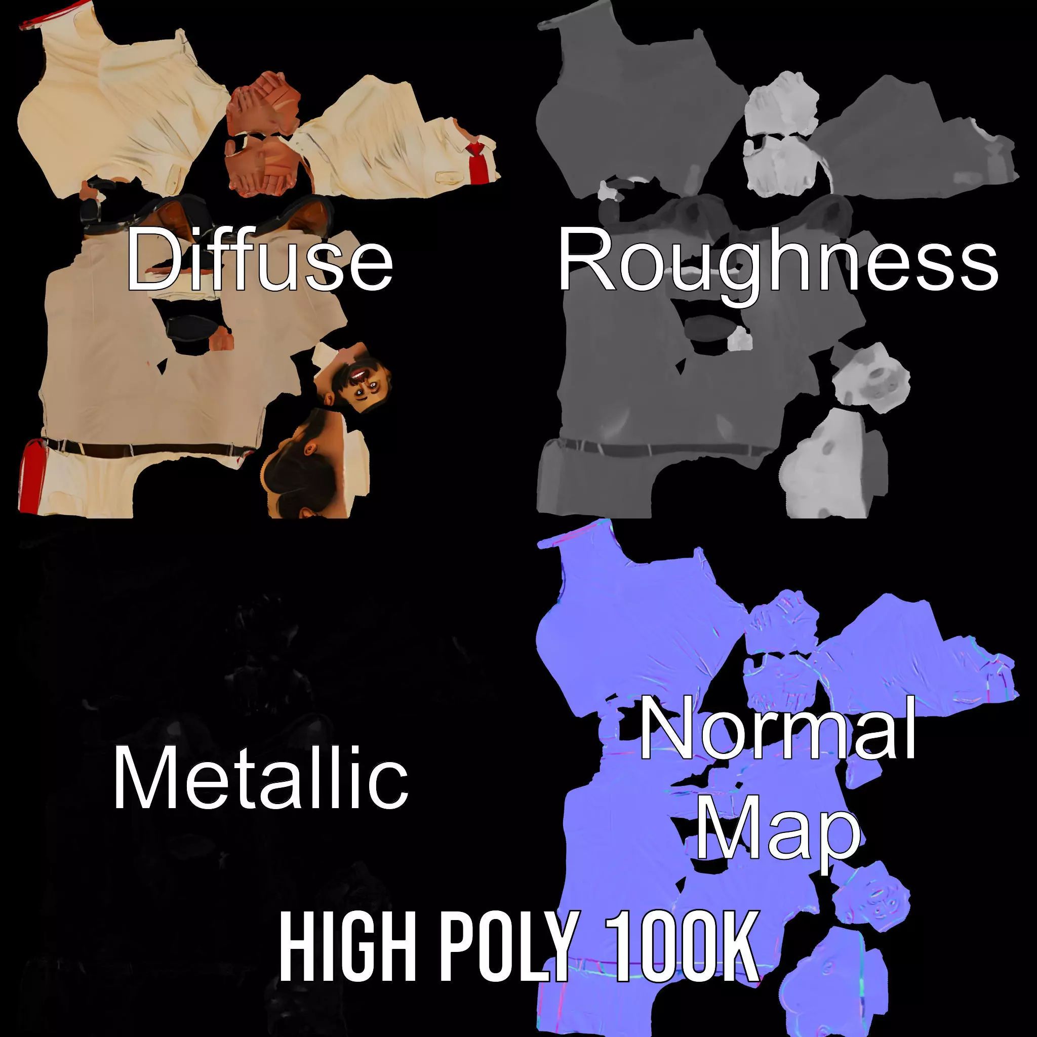 Business Professional Model Pack with Red Tie and Beige Outfit Low-poly 3D model_3