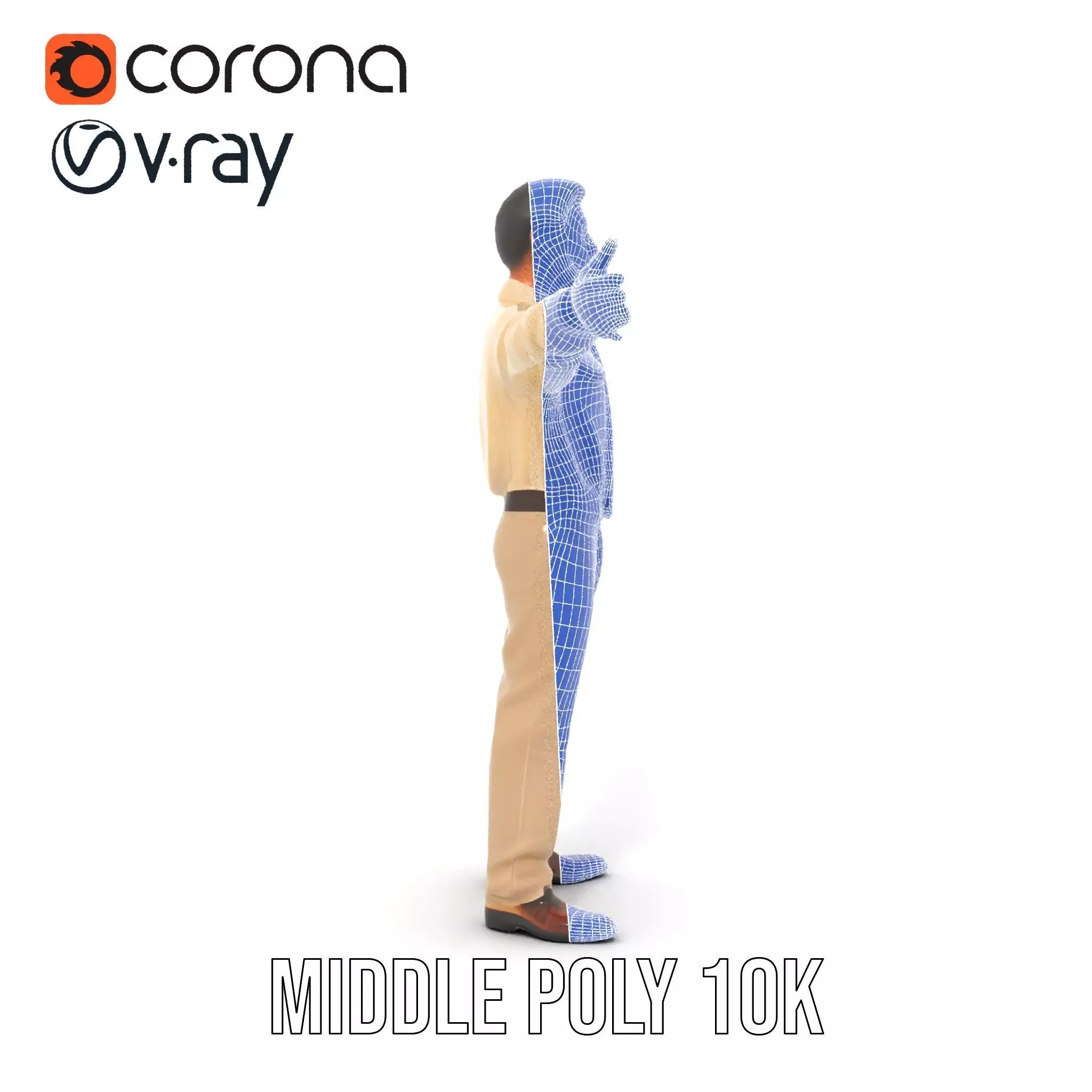 Business Professional Model Pack with Red Tie and Beige Outfit Low-poly 3D model_26