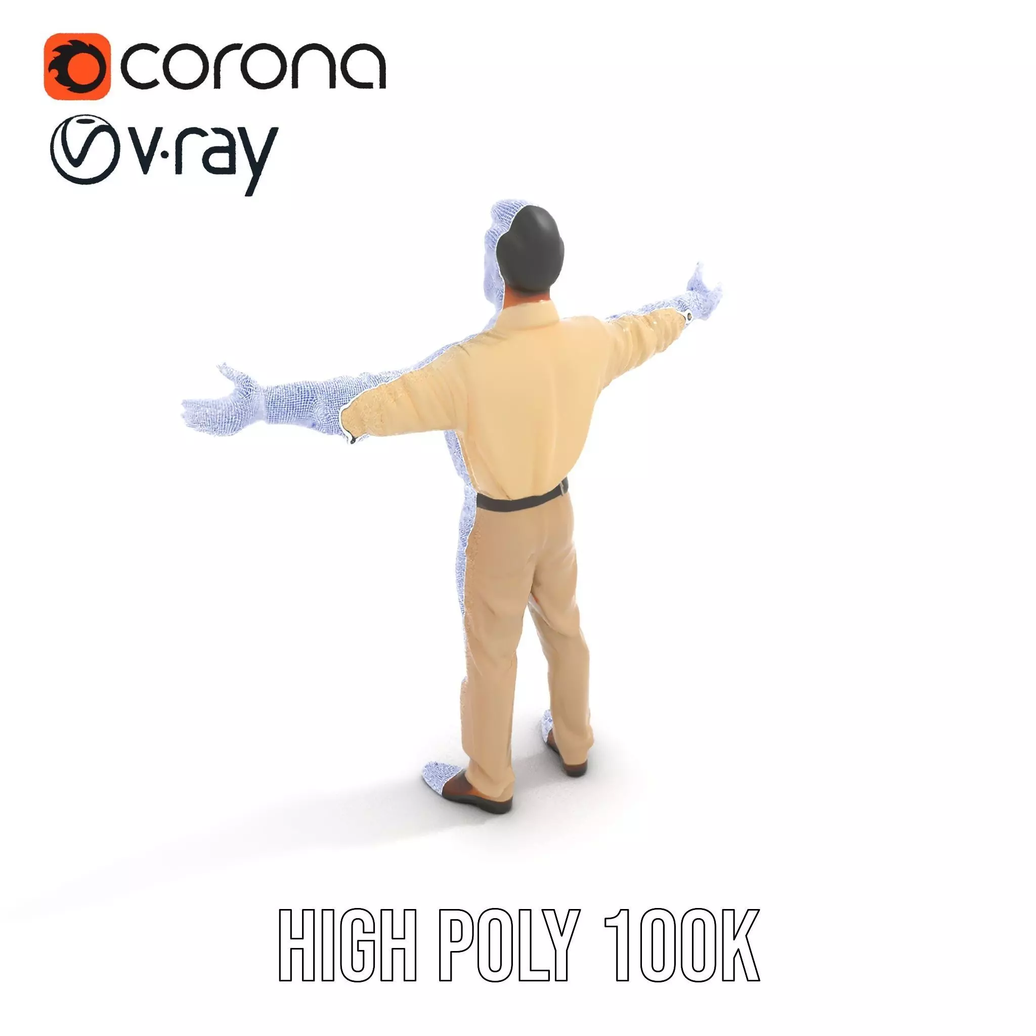 Business Professional Model Pack with Red Tie and Beige Outfit Low-poly 3D model_14