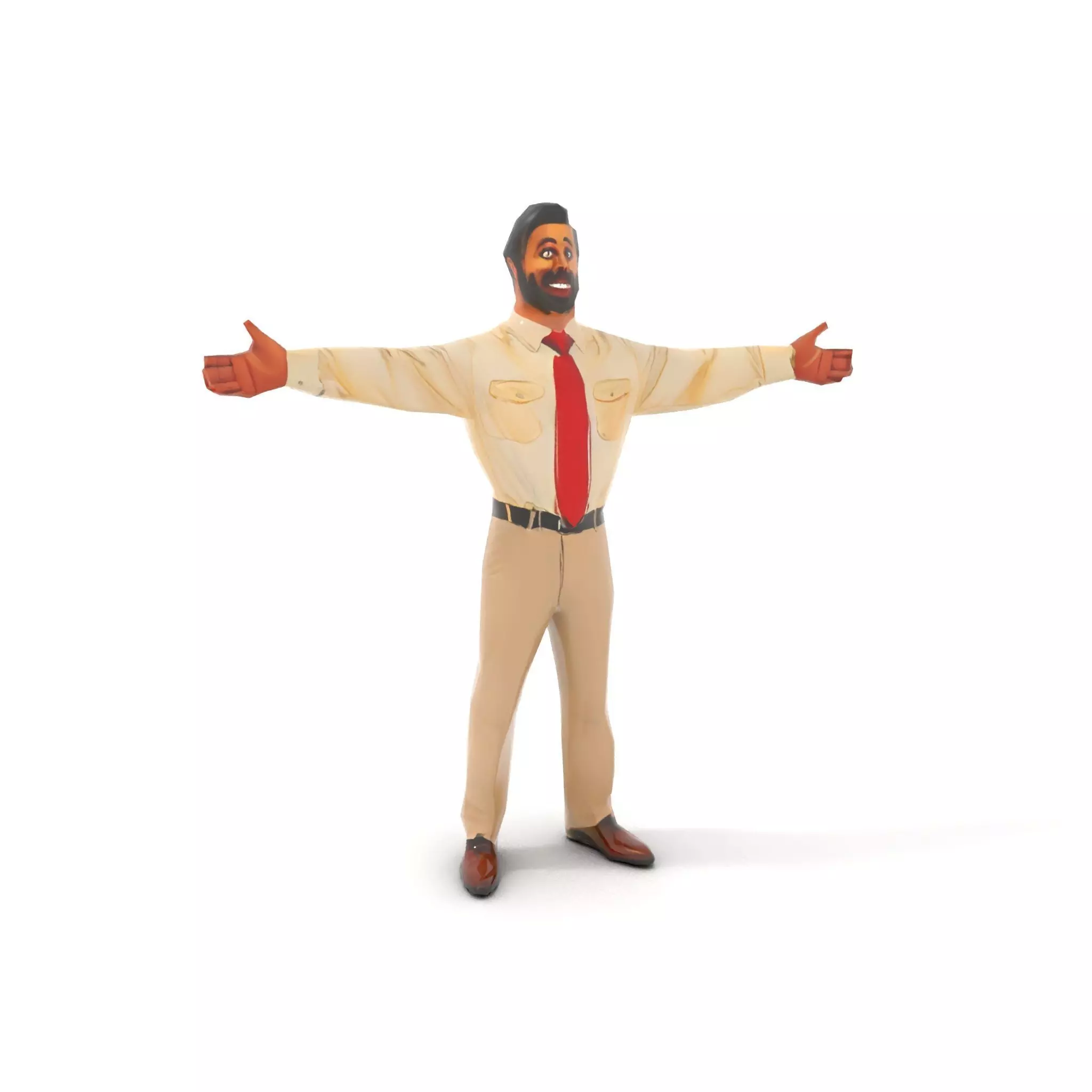 Business Professional Model Pack with Red Tie and Beige Outfit Low-poly 3D model_8