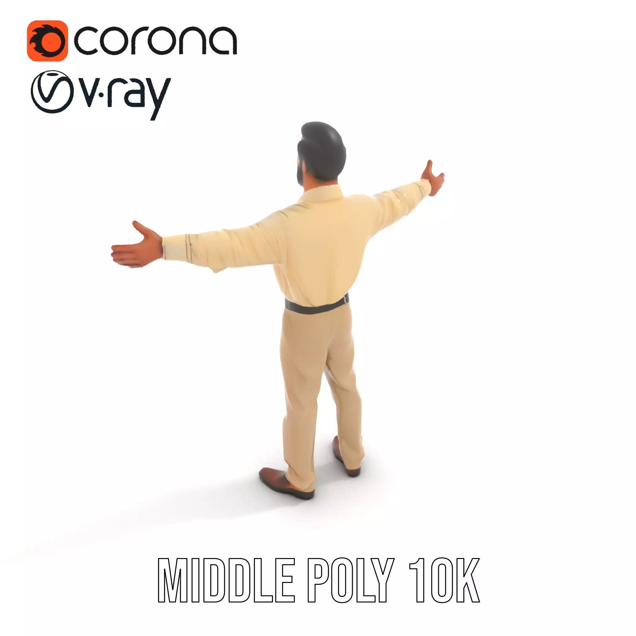 Business Professional Model Pack with Red Tie and Beige Outfit Low-poly 3D model_10