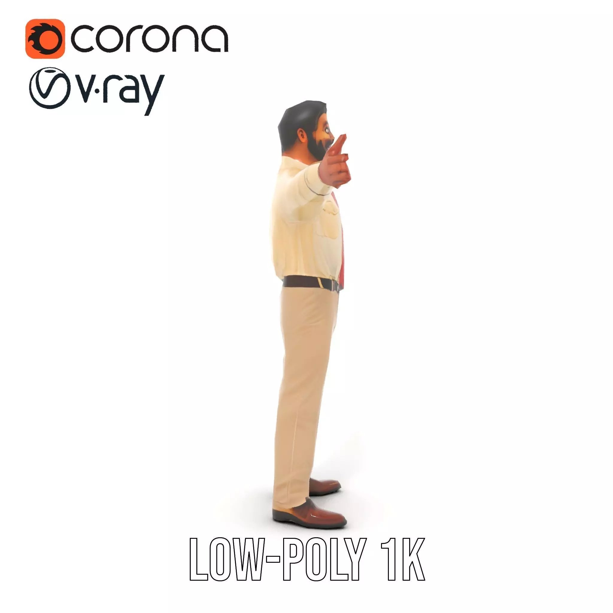 Business Professional Model Pack with Red Tie and Beige Outfit Low-poly 3D model_25