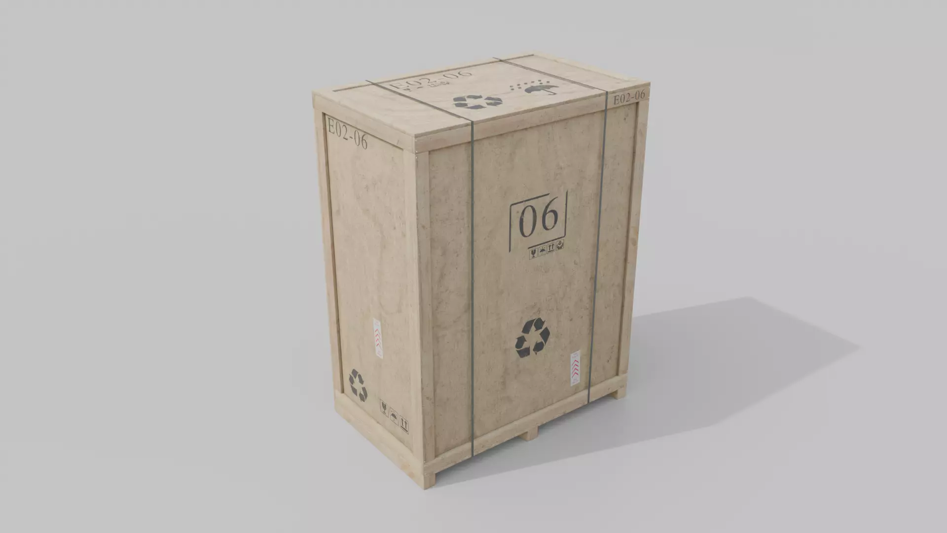 Tall Rectangular Wooden Crate - Customizable Shipping Box Low-poly 3D model_3