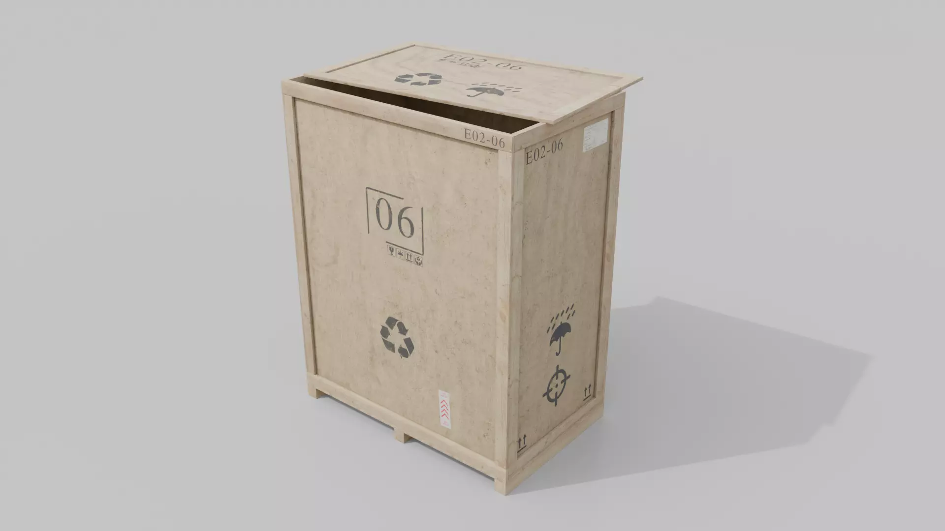 Tall Rectangular Wooden Crate - Customizable Shipping Box Low-poly 3D model_9