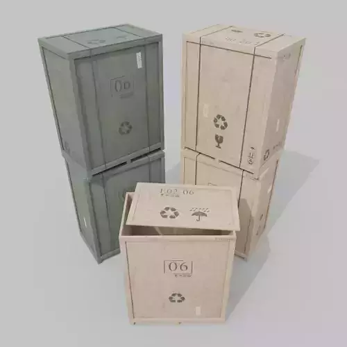 Tall Rectangular Wooden Crate - Customizable Shipping Box Low-poly 3D model