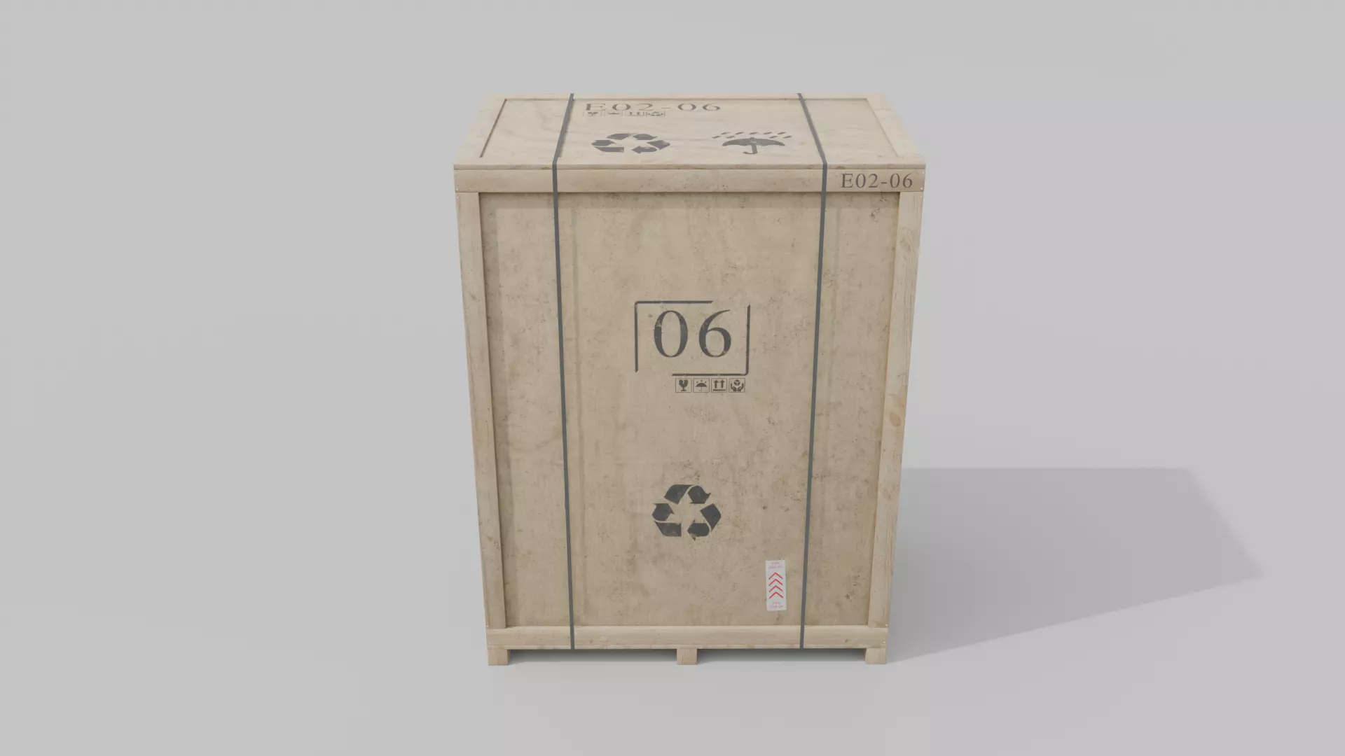 Tall Rectangular Wooden Crate - Customizable Shipping Box Low-poly 3D model_4