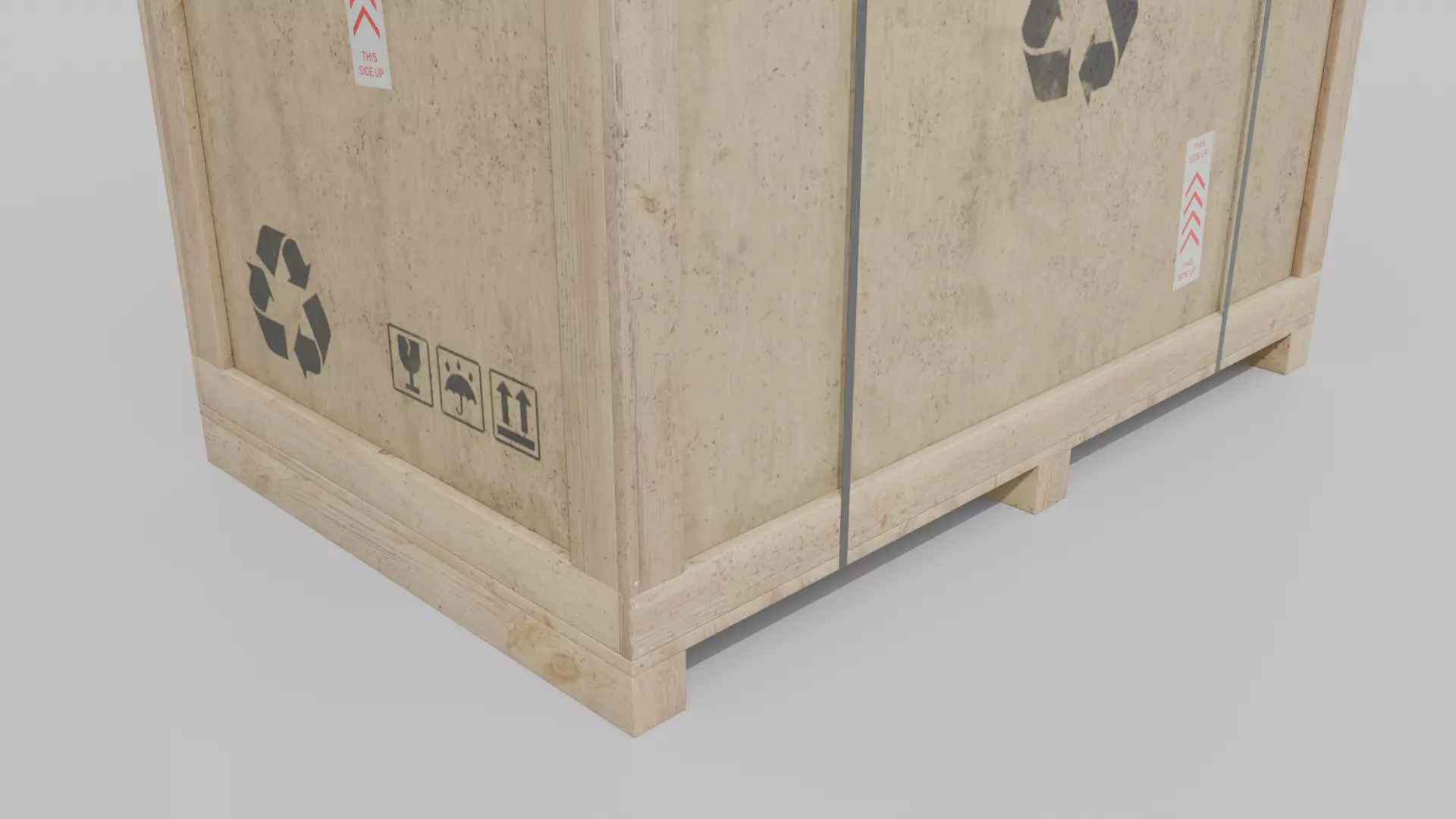 Tall Rectangular Wooden Crate - Customizable Shipping Box Low-poly 3D model_8