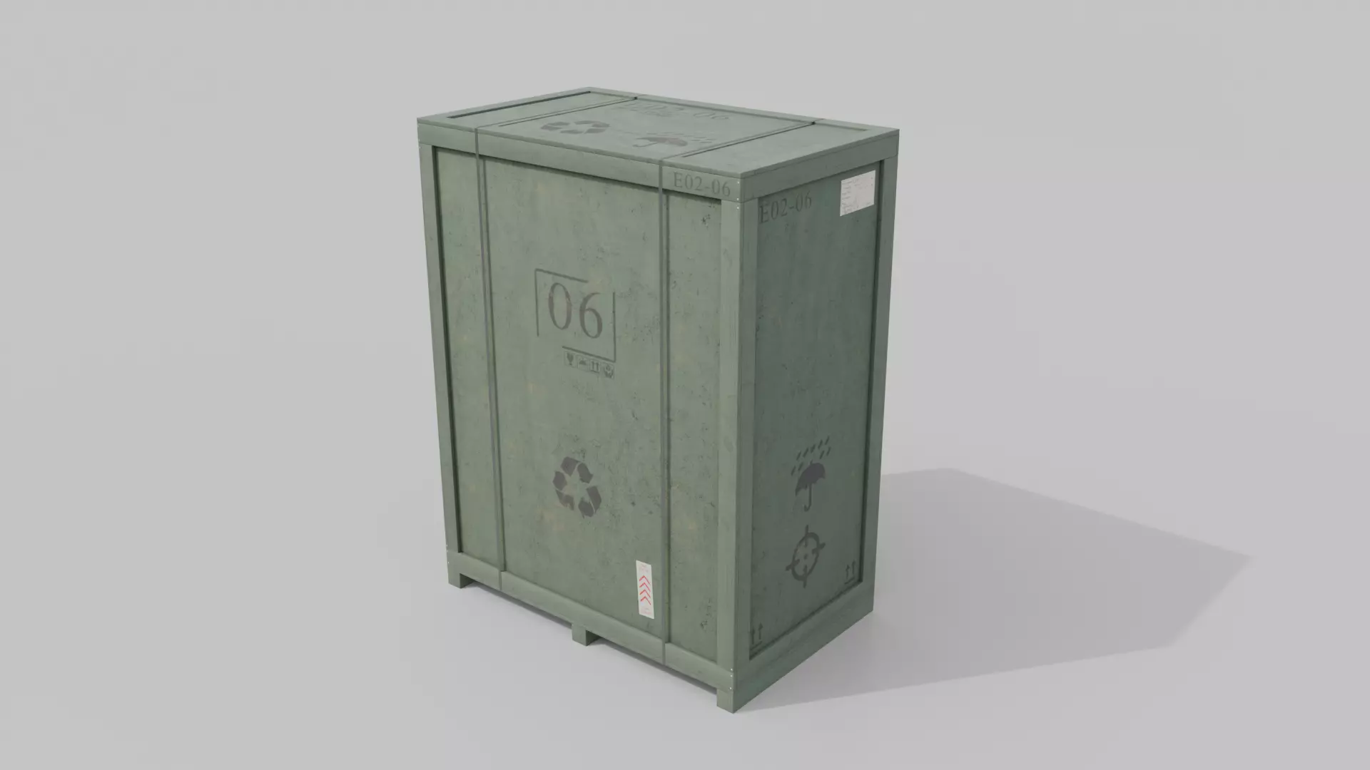 Tall Rectangular Wooden Crate - Customizable Shipping Box Low-poly 3D model_13