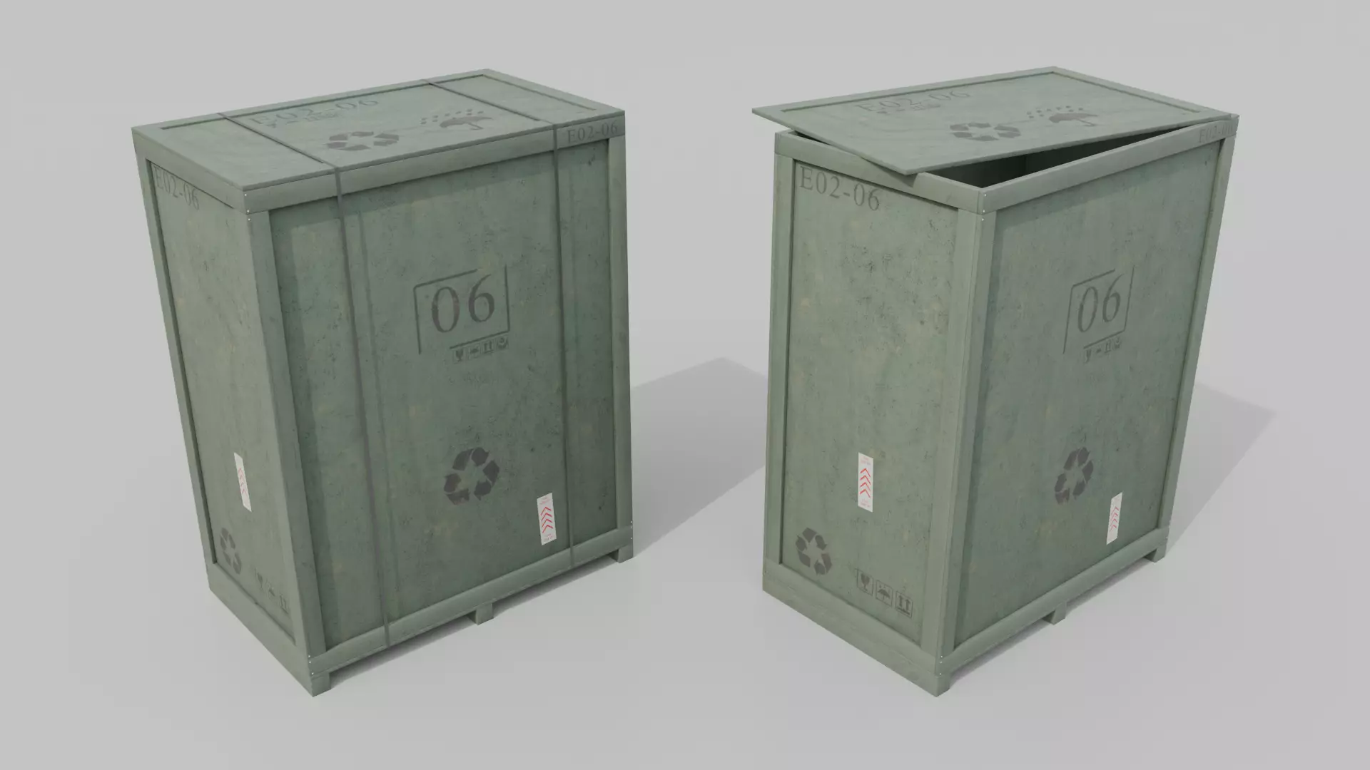 Tall Rectangular Wooden Crate - Customizable Shipping Box Low-poly 3D model_14