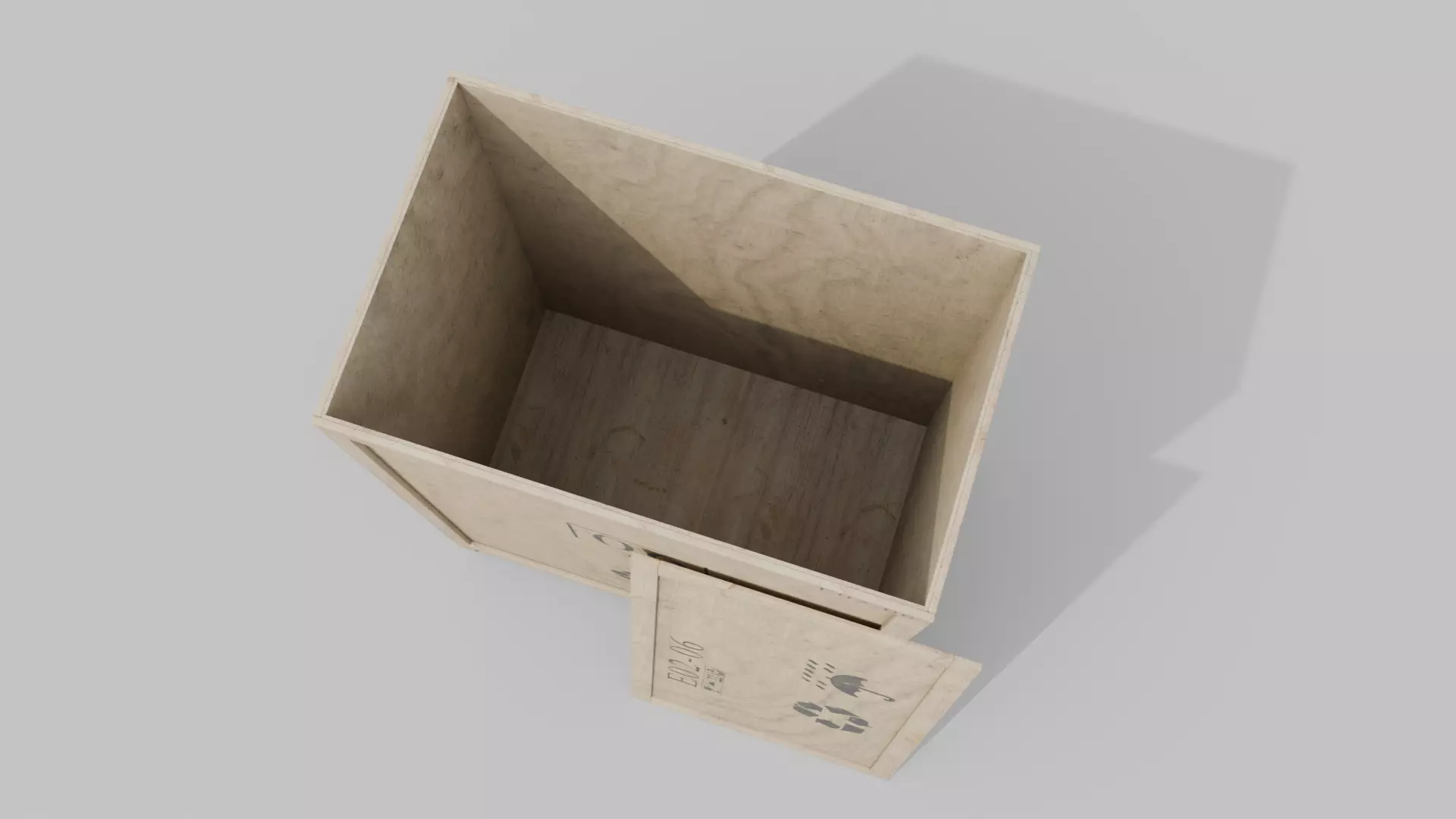 Tall Rectangular Wooden Crate - Customizable Shipping Box Low-poly 3D model_12