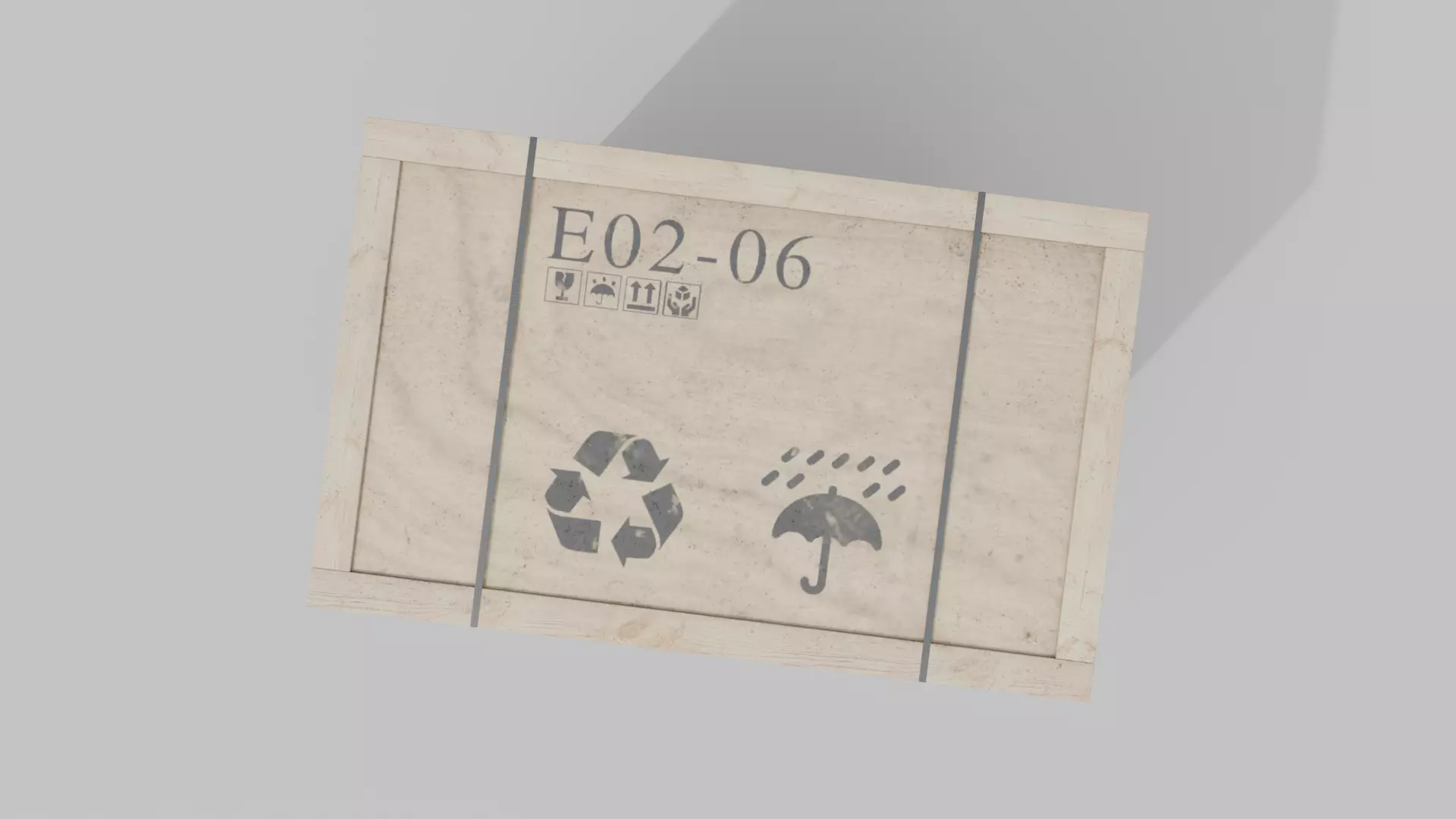 Tall Rectangular Wooden Crate - Customizable Shipping Box Low-poly 3D model_6