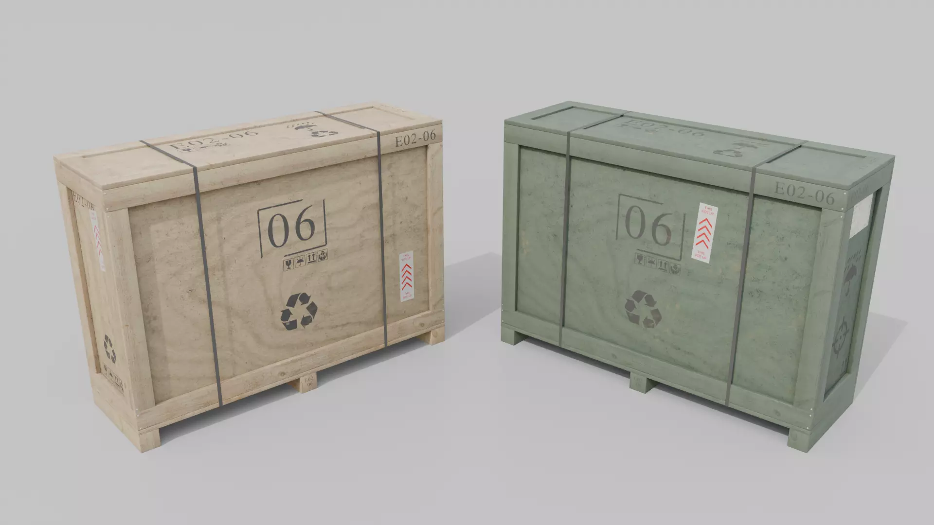 Tall Narrow Wooden Crate - Customizable Shipping Box Low-poly 3D model_15
