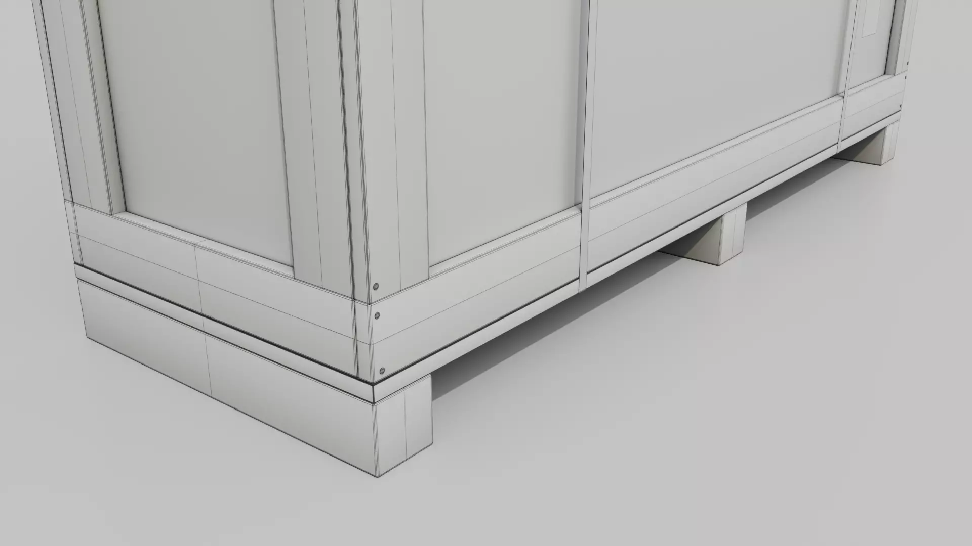 Tall Narrow Wooden Crate - Customizable Shipping Box Low-poly 3D model_21