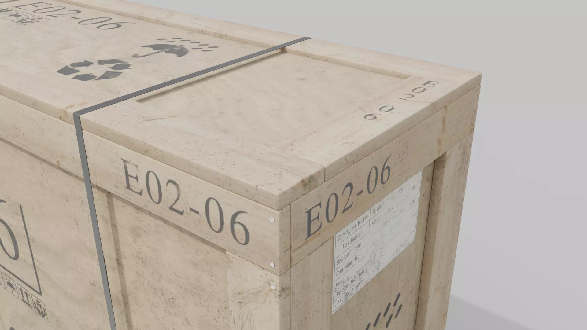 Tall Narrow Wooden Crate - Customizable Shipping Box Low-poly 3D model_7