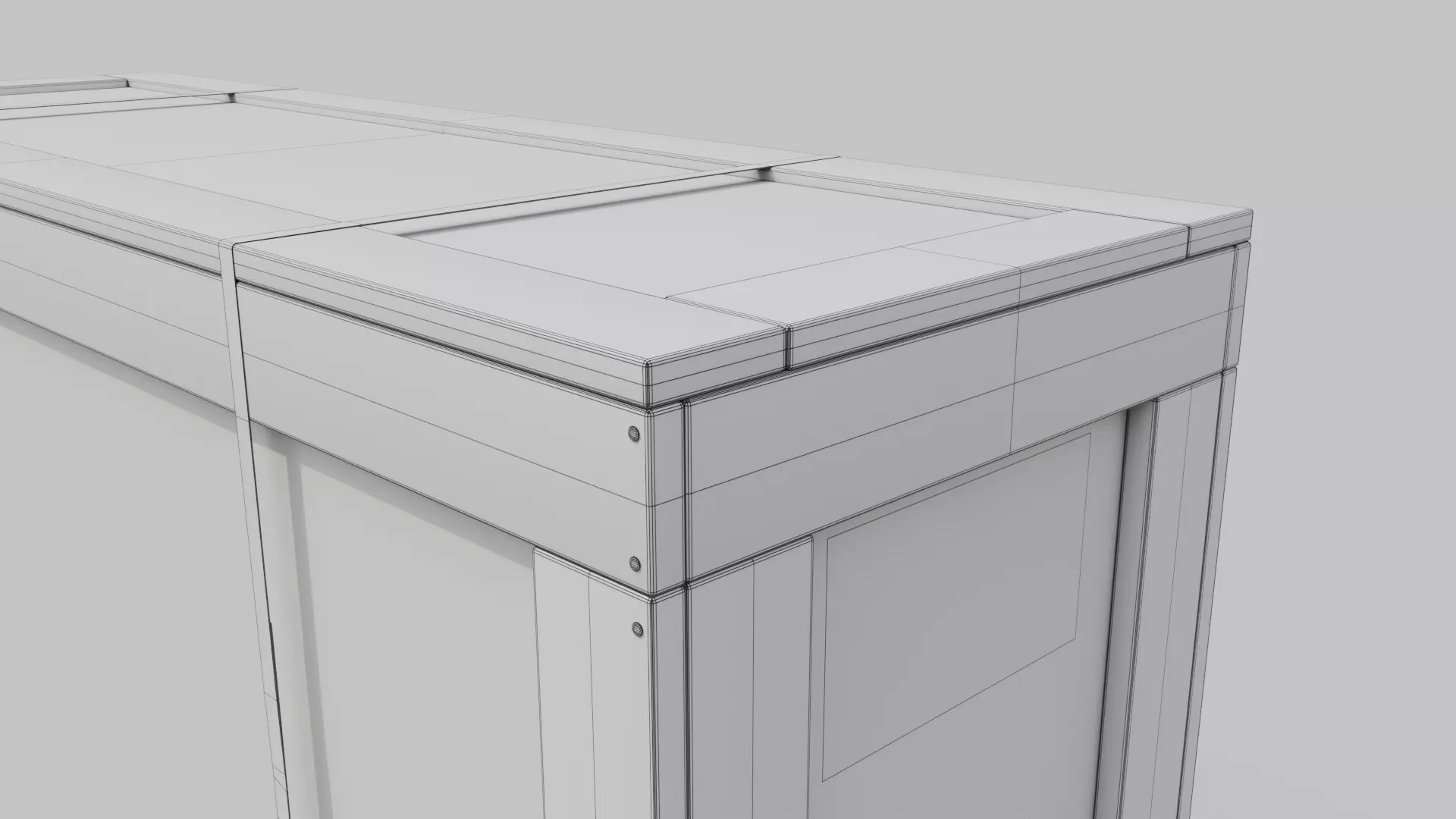 Tall Narrow Wooden Crate - Customizable Shipping Box Low-poly 3D model_20