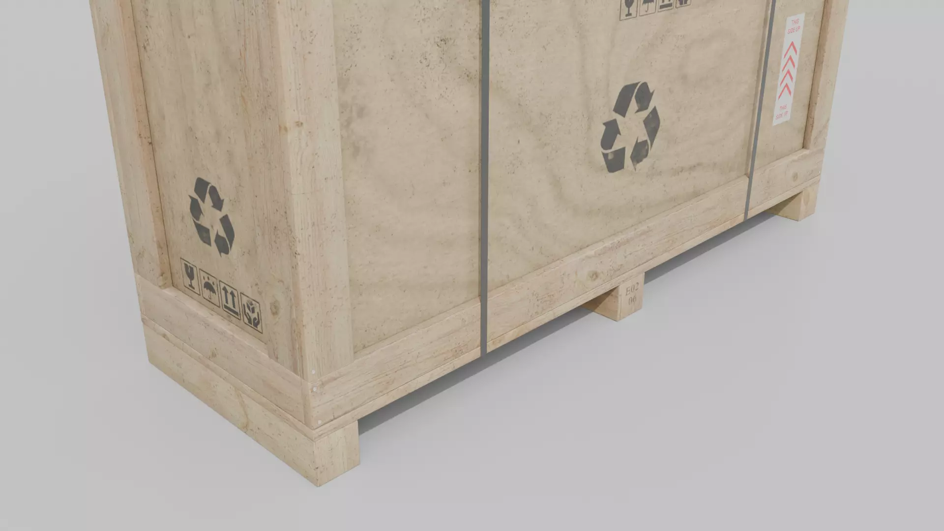 Tall Narrow Wooden Crate - Customizable Shipping Box Low-poly 3D model_8