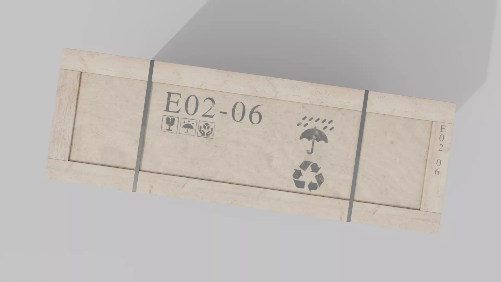 Tall Narrow Wooden Crate - Customizable Shipping Box Low-poly 3D model_6