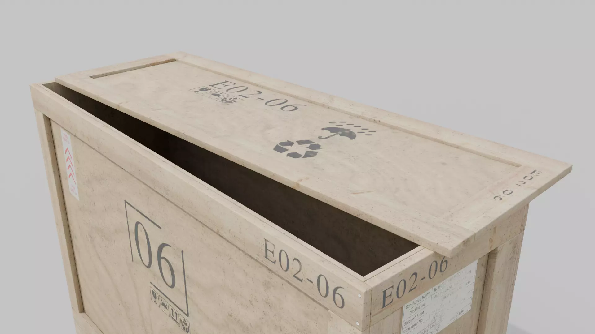 Tall Narrow Wooden Crate - Customizable Shipping Box Low-poly 3D model_10