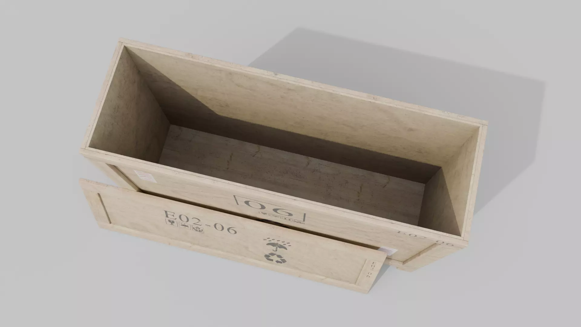 Tall Narrow Wooden Crate - Customizable Shipping Box Low-poly 3D model_12