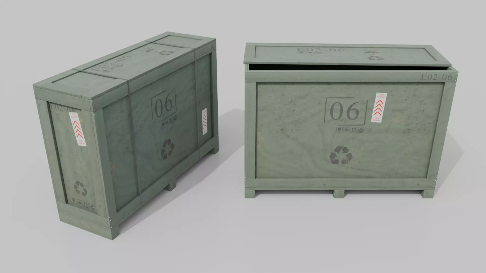 Tall Narrow Wooden Crate - Customizable Shipping Box Low-poly 3D model_14