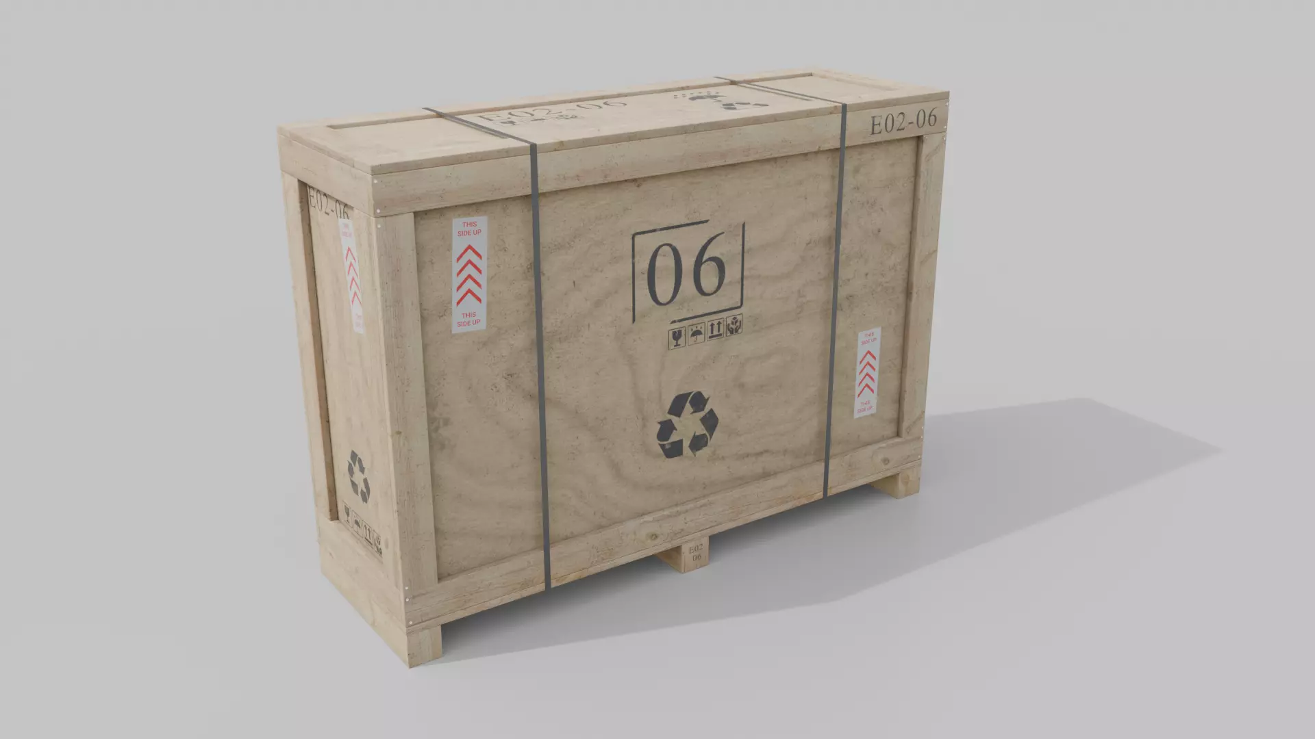 Tall Narrow Wooden Crate - Customizable Shipping Box Low-poly 3D model_3