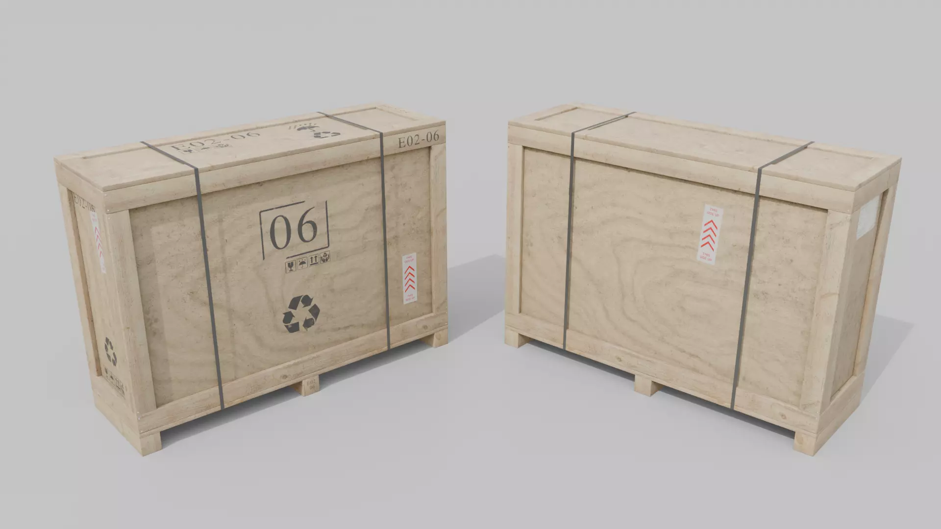 Tall Narrow Wooden Crate - Customizable Shipping Box Low-poly 3D model_16