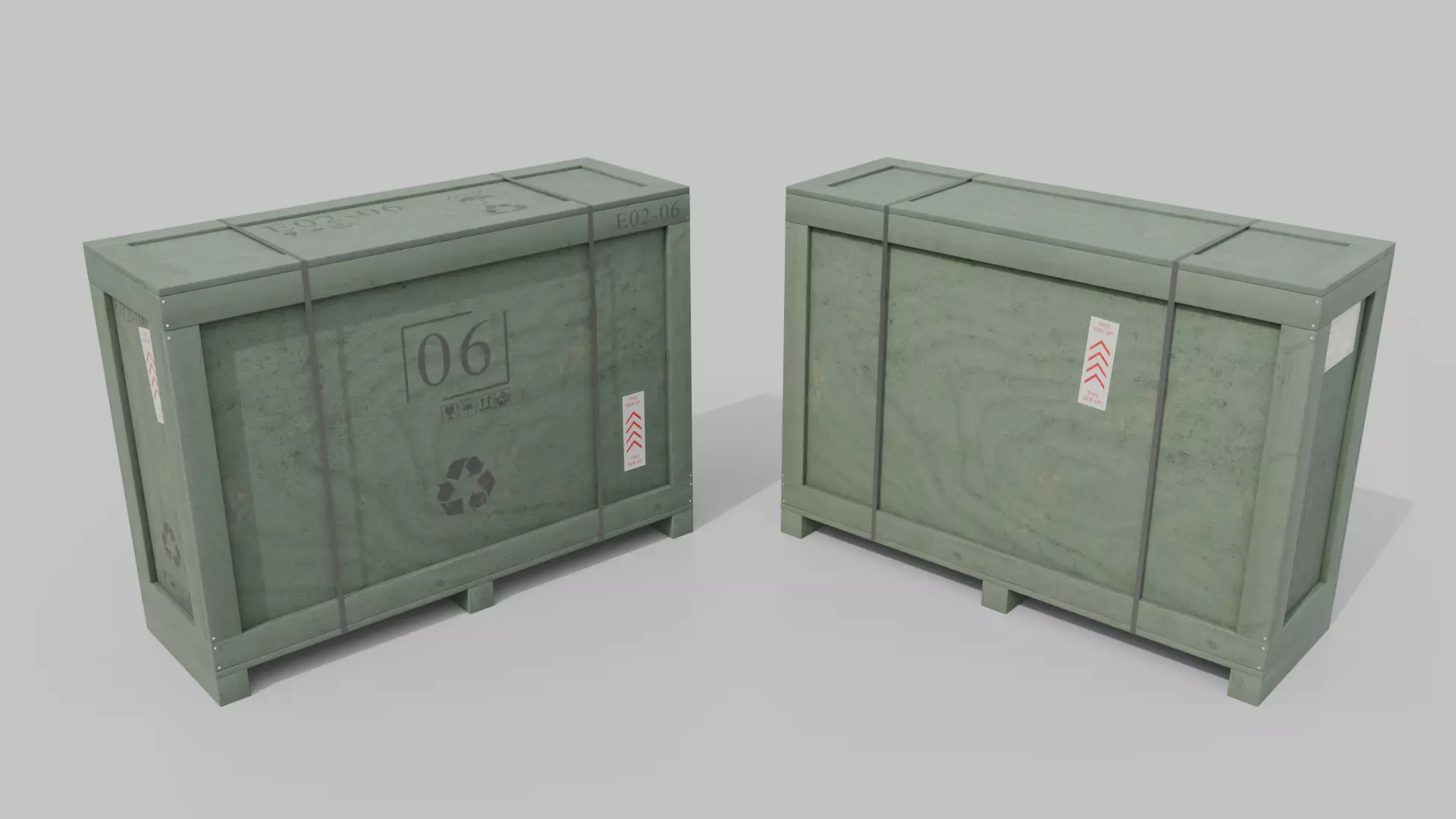 Tall Narrow Wooden Crate - Customizable Shipping Box Low-poly 3D model_17