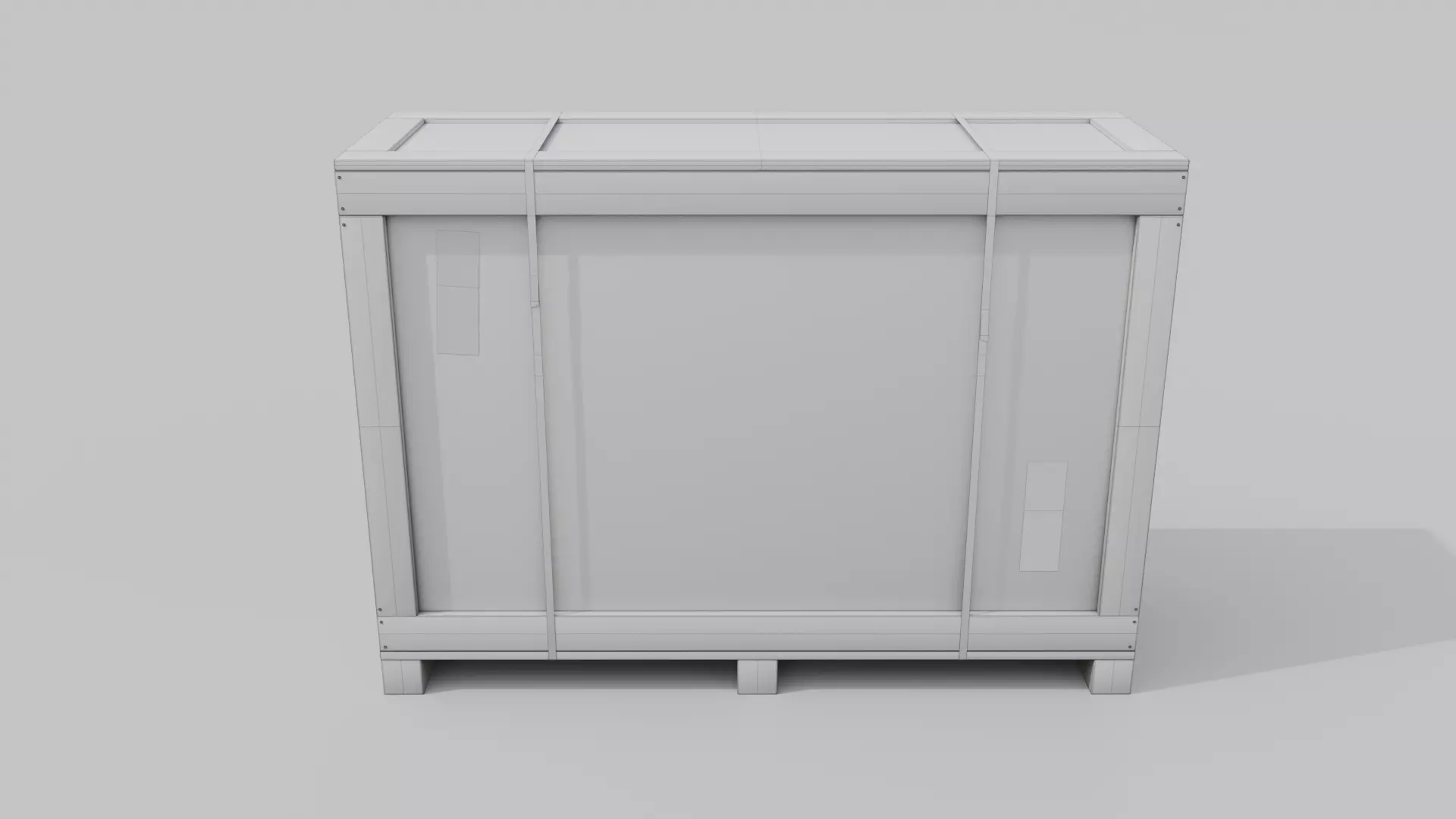 Tall Narrow Wooden Crate - Customizable Shipping Box Low-poly 3D model_23