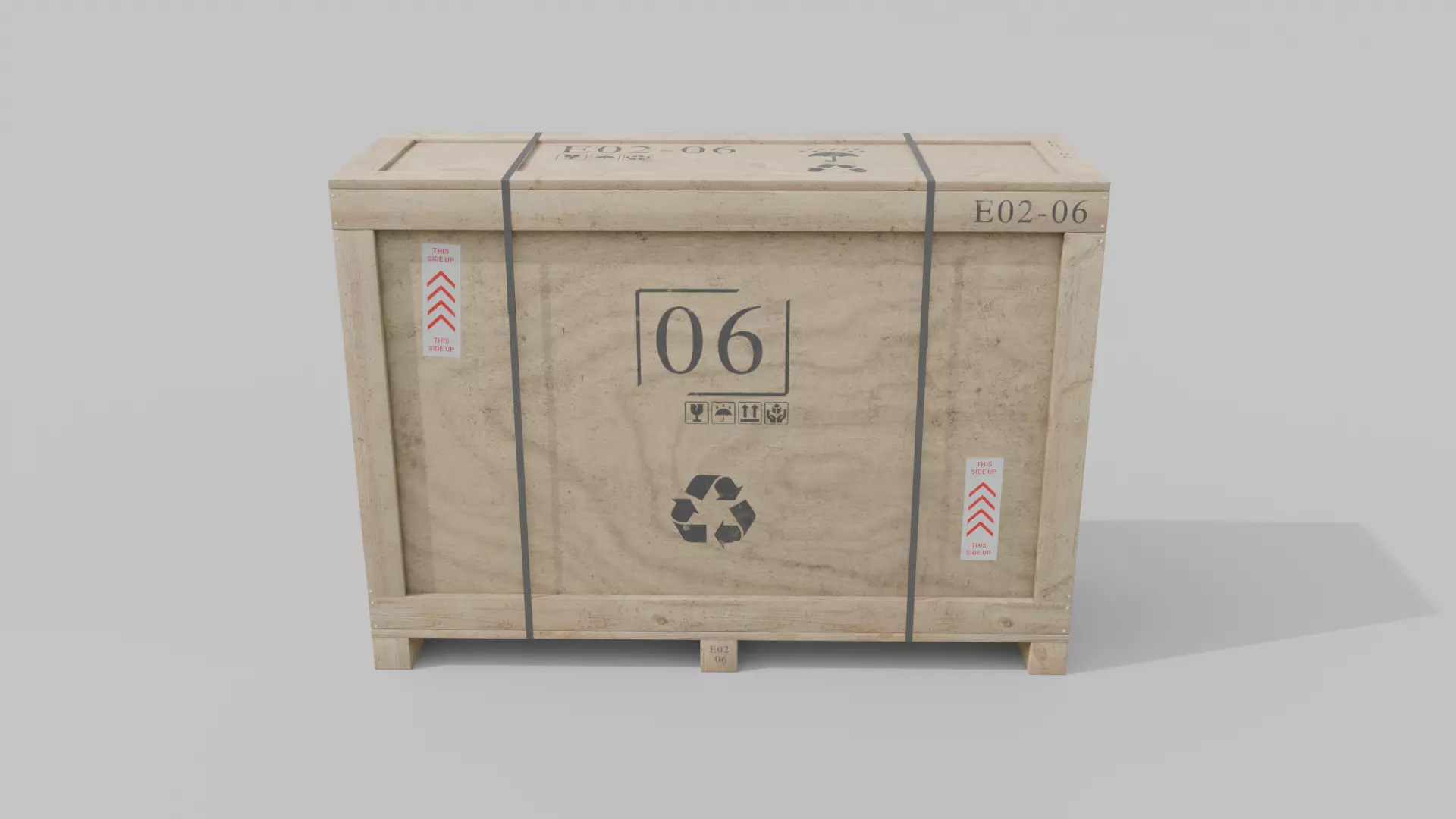 Tall Narrow Wooden Crate - Customizable Shipping Box Low-poly 3D model_4