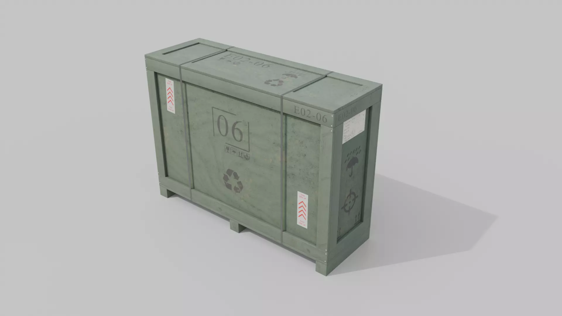 Tall Narrow Wooden Crate - Customizable Shipping Box Low-poly 3D model_13