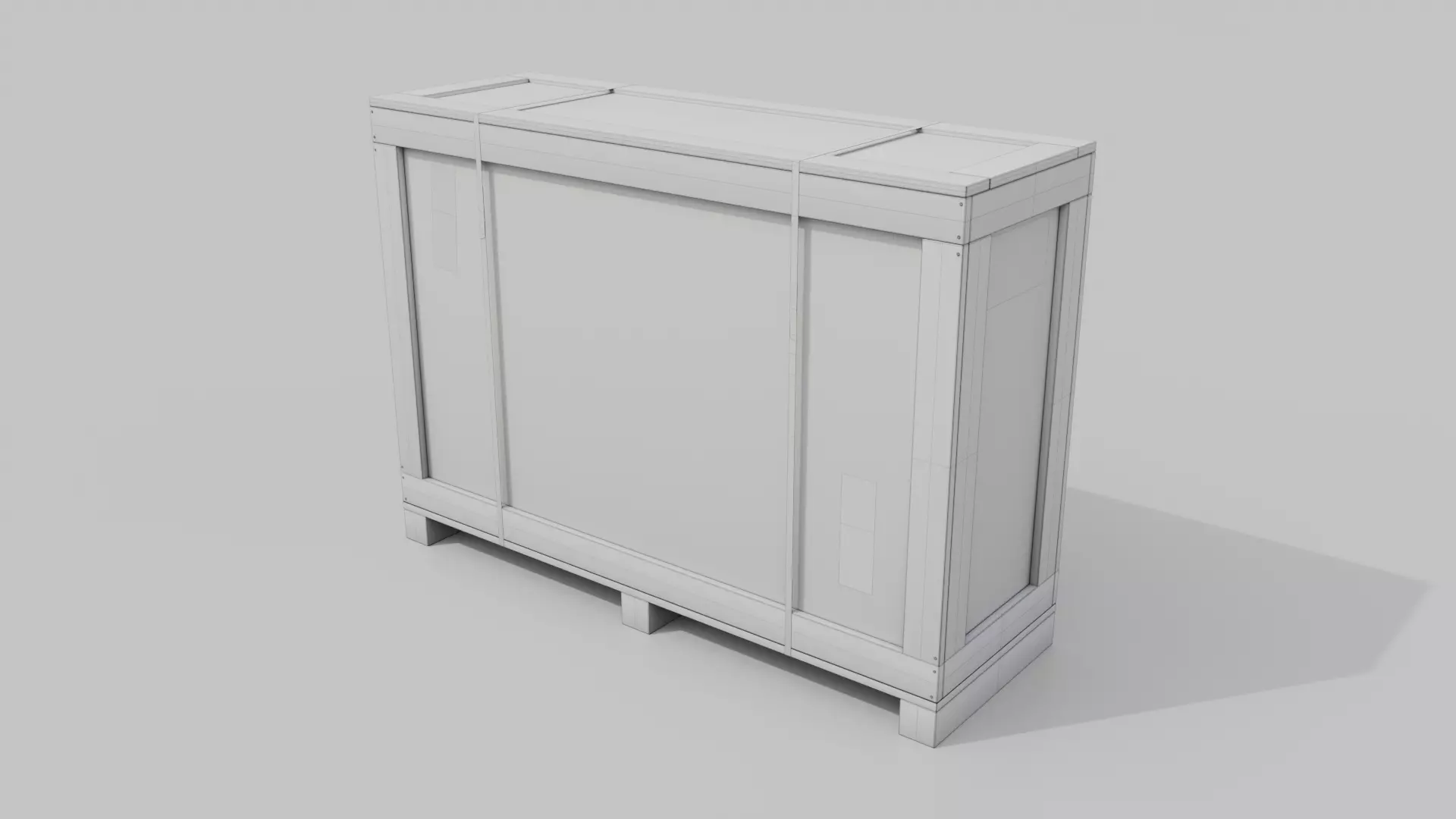 Tall Narrow Wooden Crate - Customizable Shipping Box Low-poly 3D model_18