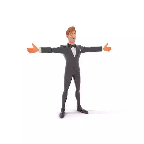 Elegant Tuxedo Cartoon Character Model Pack Low-poly 3D model