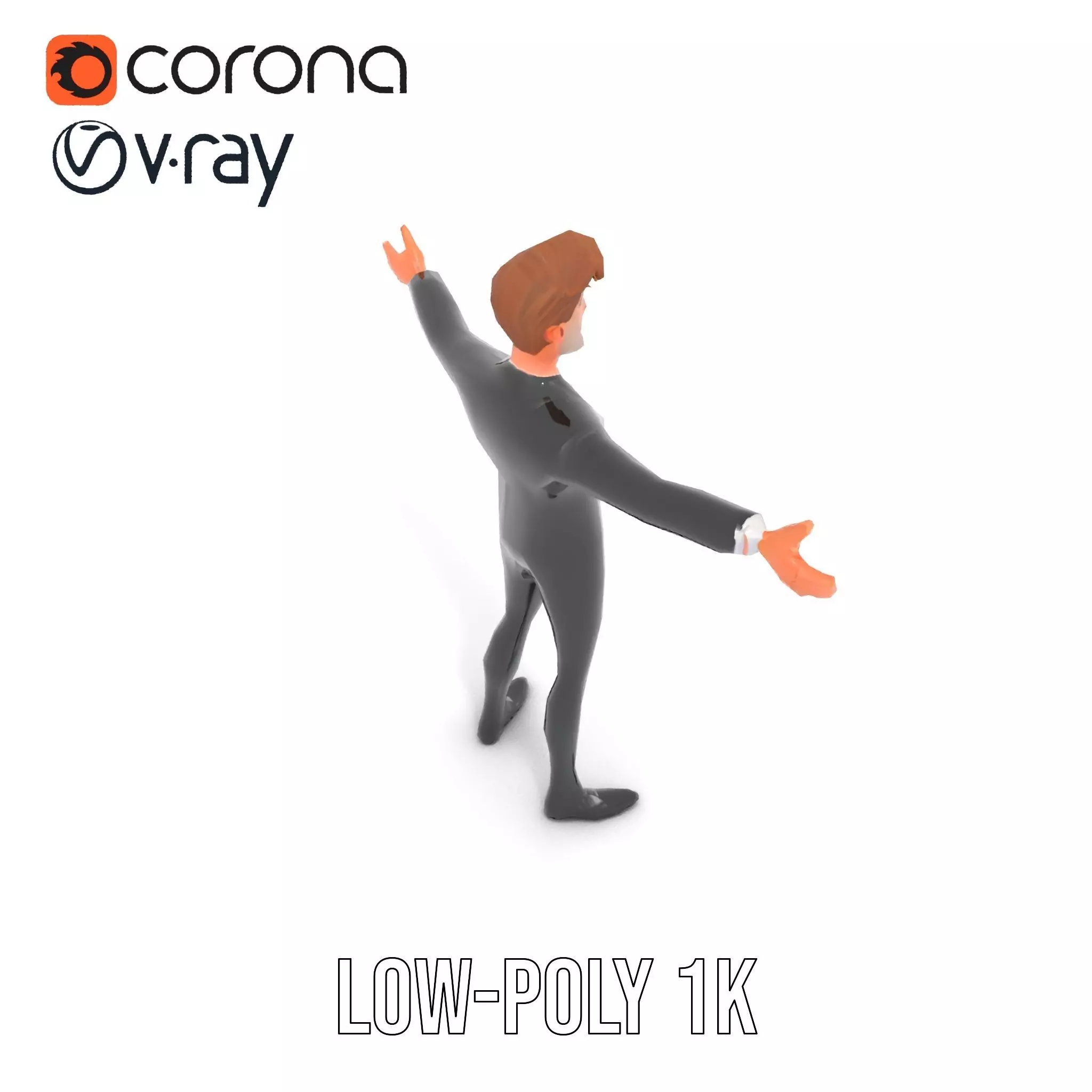 Elegant Tuxedo Cartoon Character Model Pack Low-poly 3D model_7