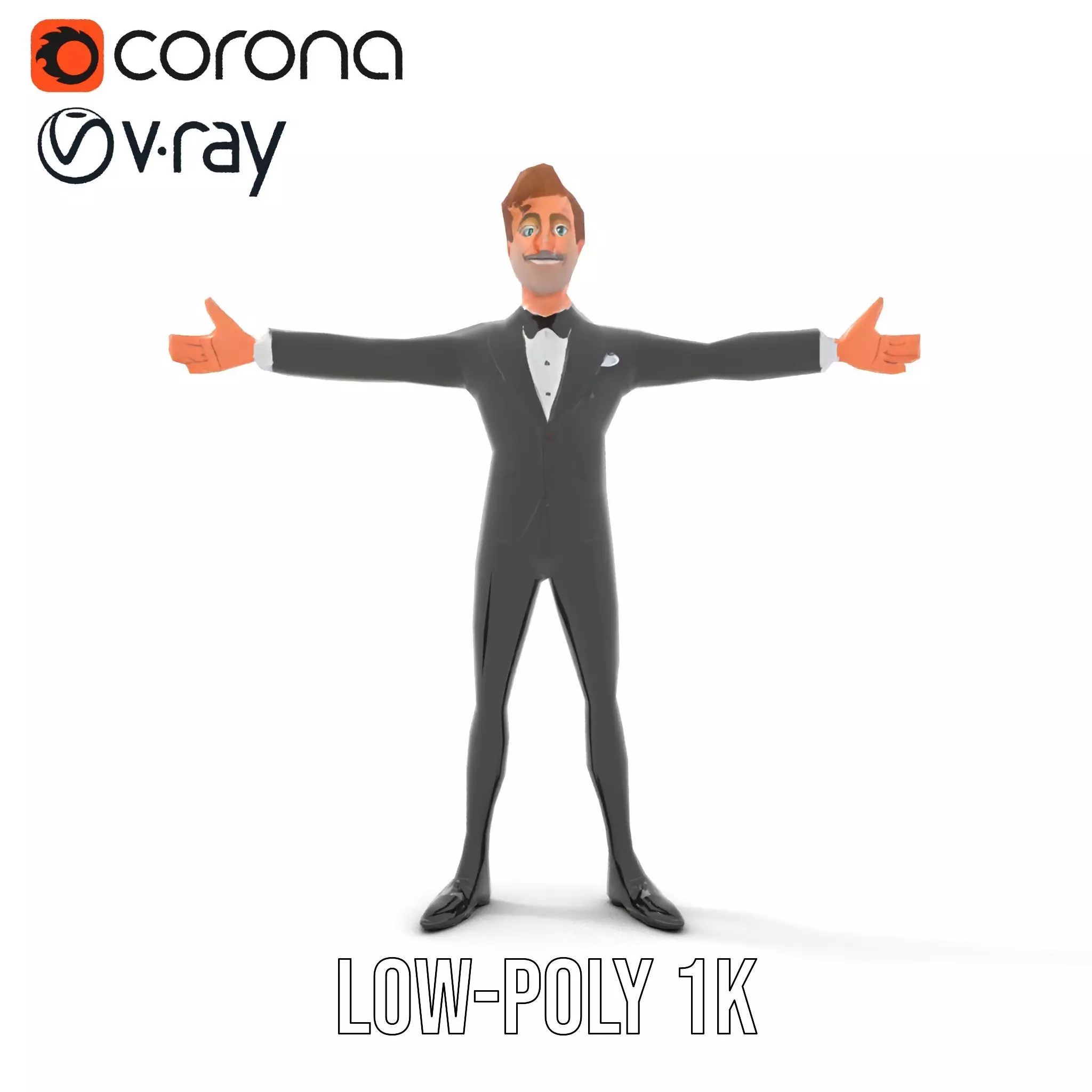 Elegant Tuxedo Cartoon Character Model Pack Low-poly 3D model_25