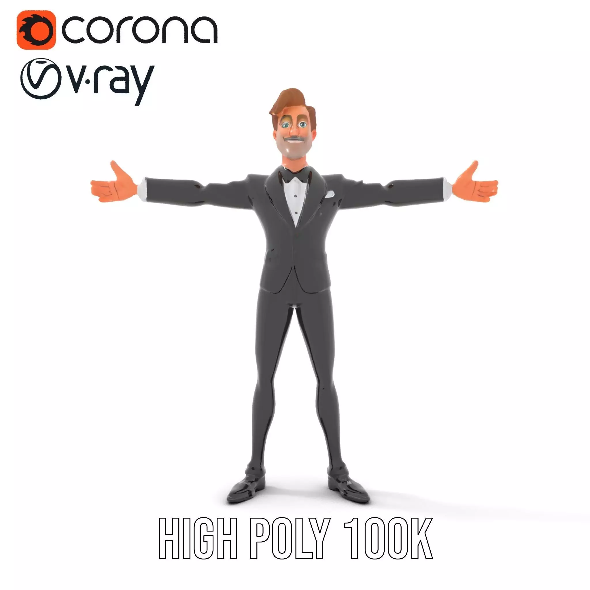 Elegant Tuxedo Cartoon Character Model Pack Low-poly 3D model_15