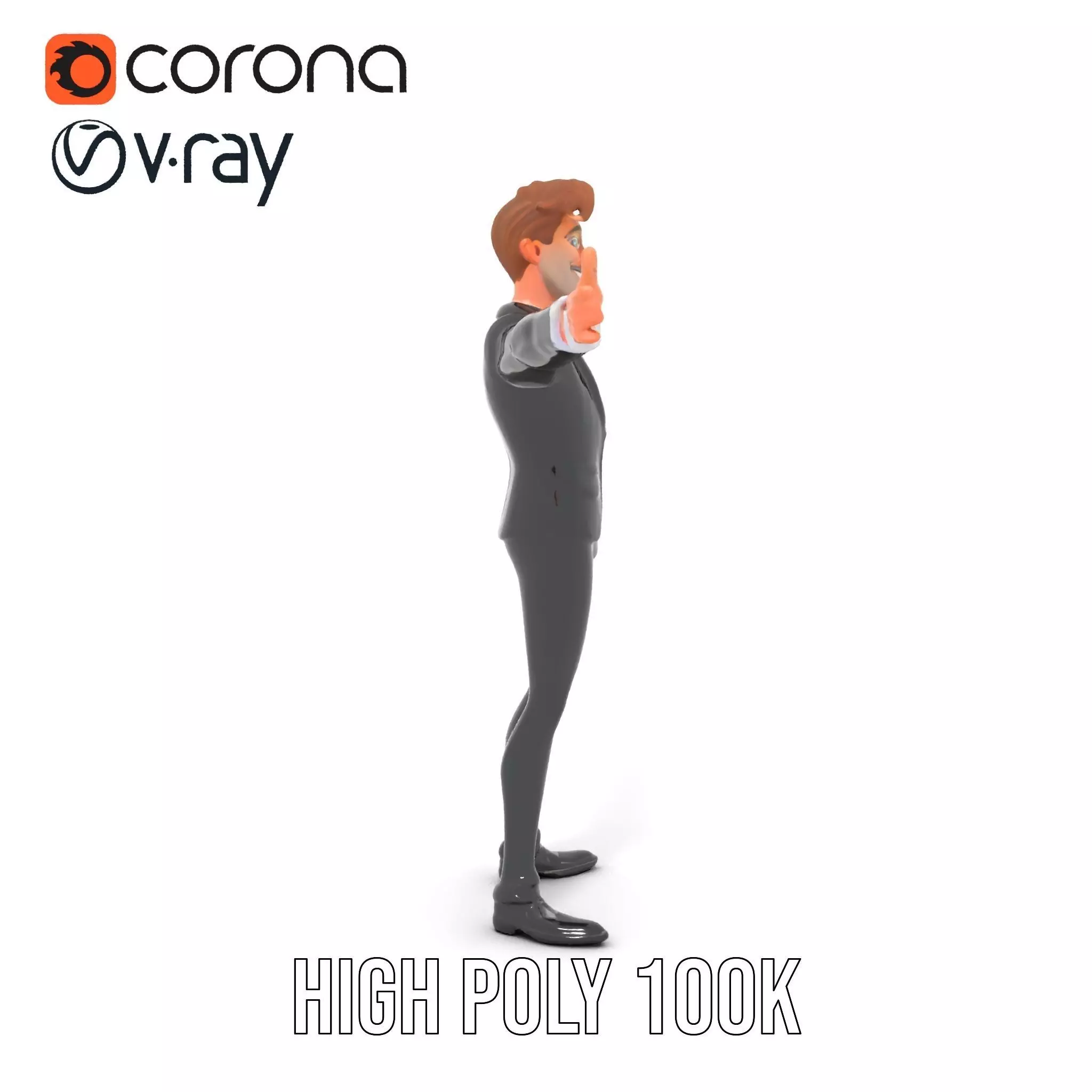 Elegant Tuxedo Cartoon Character Model Pack Low-poly 3D model_26