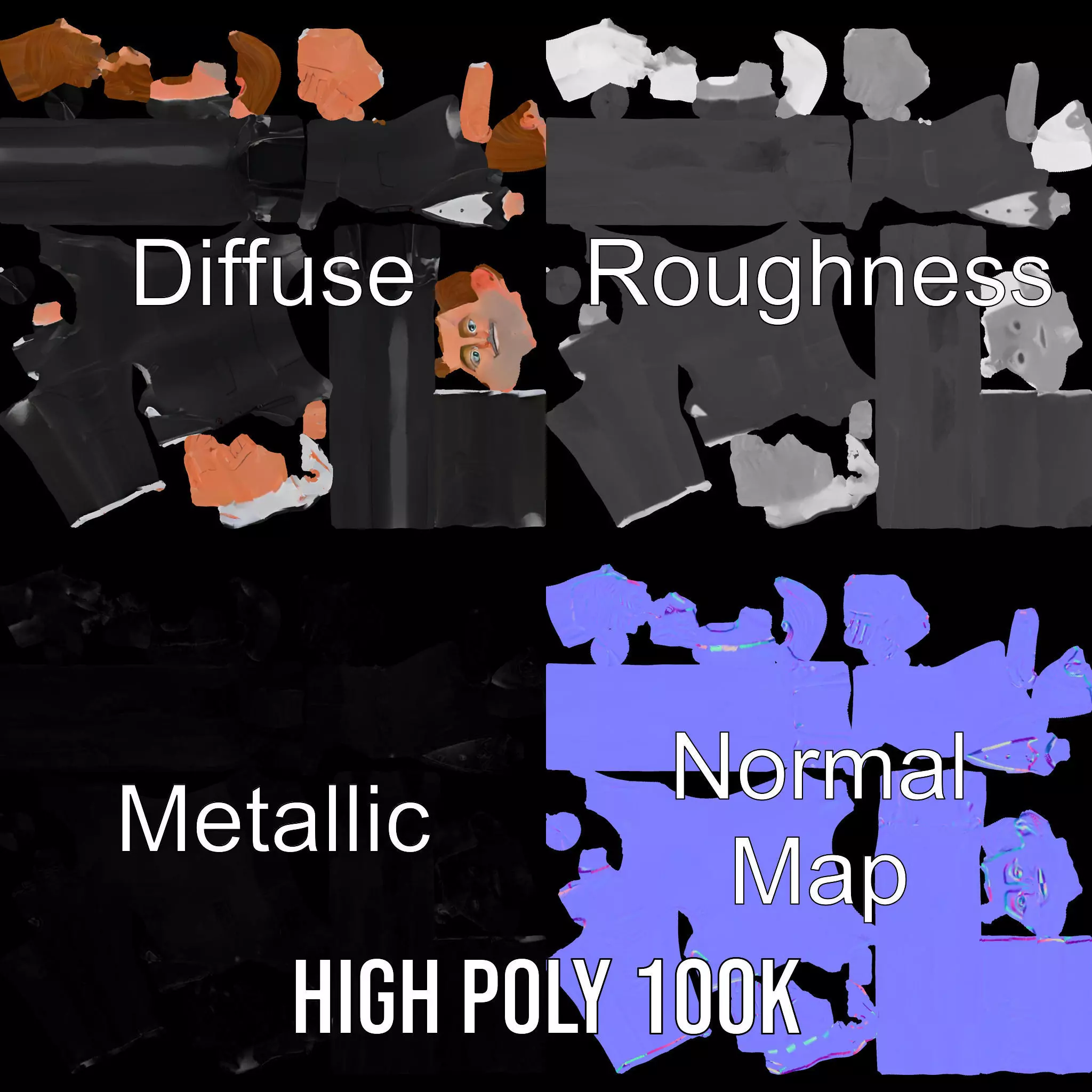 Elegant Tuxedo Cartoon Character Model Pack Low-poly 3D model_3