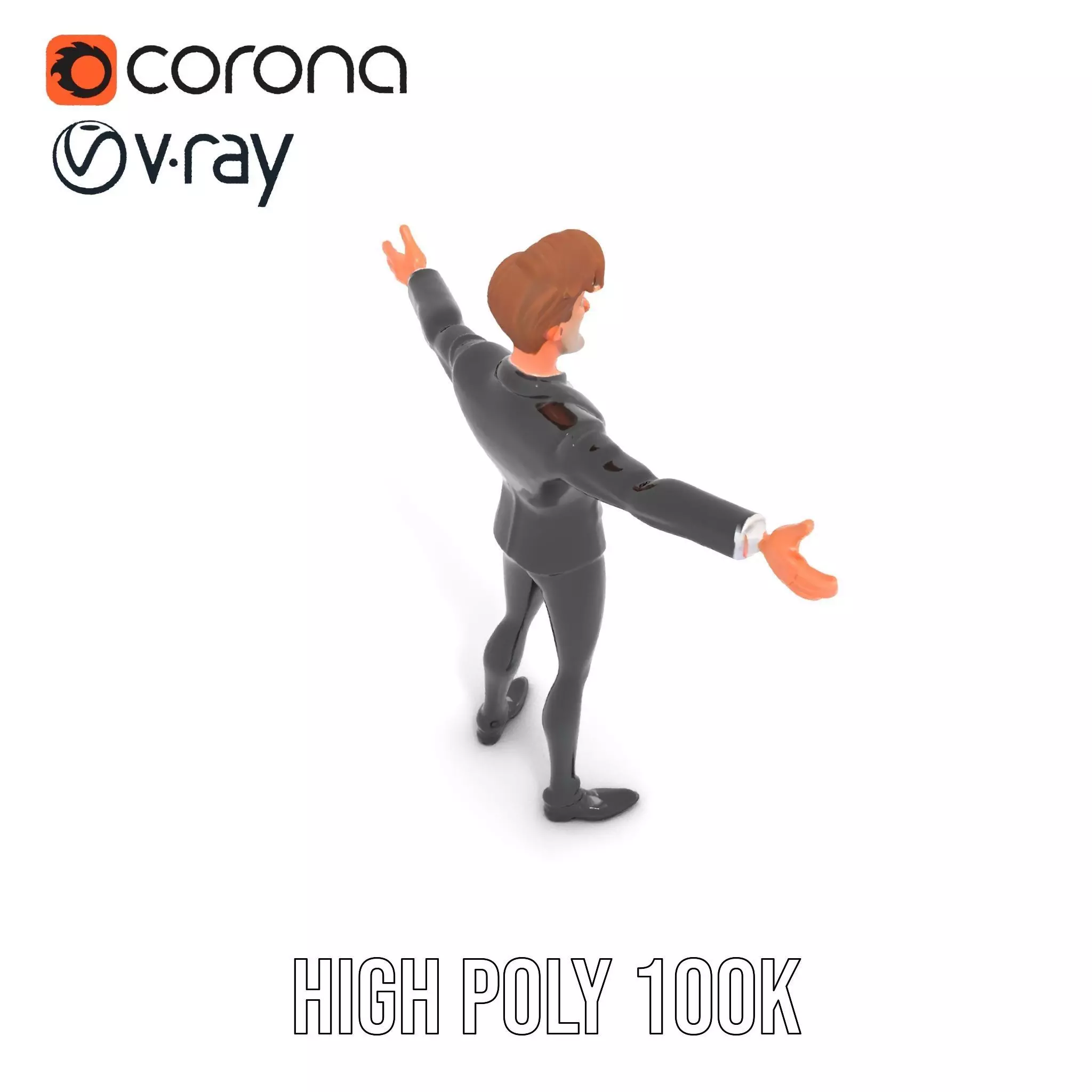 Elegant Tuxedo Cartoon Character Model Pack Low-poly 3D model_18