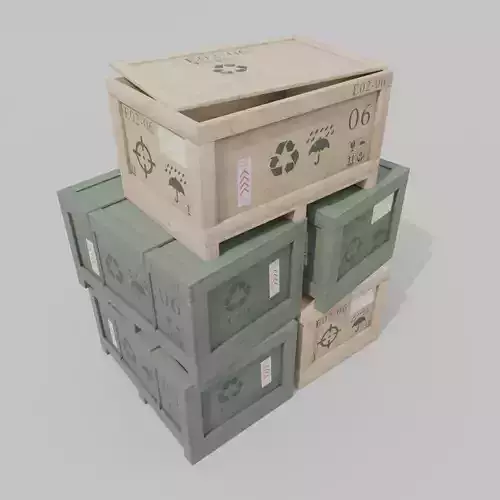 Regular Wooden Crate - Customizable Shipping Box Low-poly 3D model