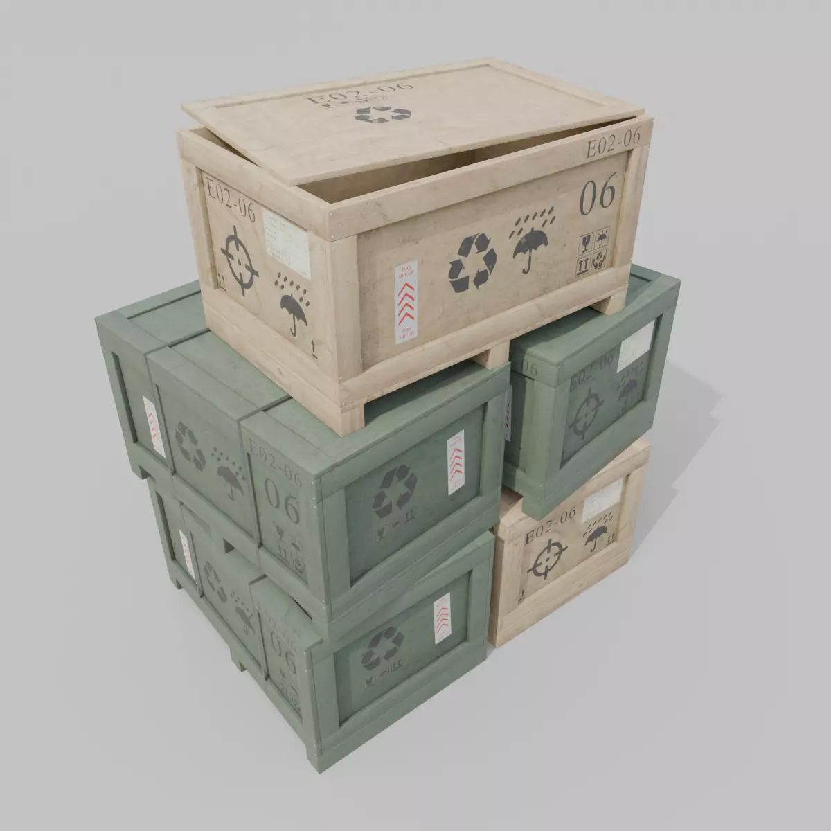 Regular Wooden Crate - Customizable Shipping Box Low-poly 3D model_0