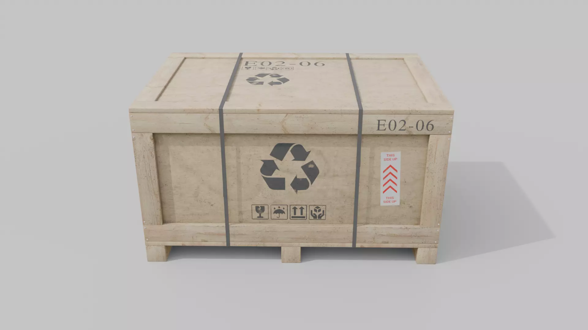 Regular Wooden Crate - Customizable Shipping Box Low-poly 3D model_4