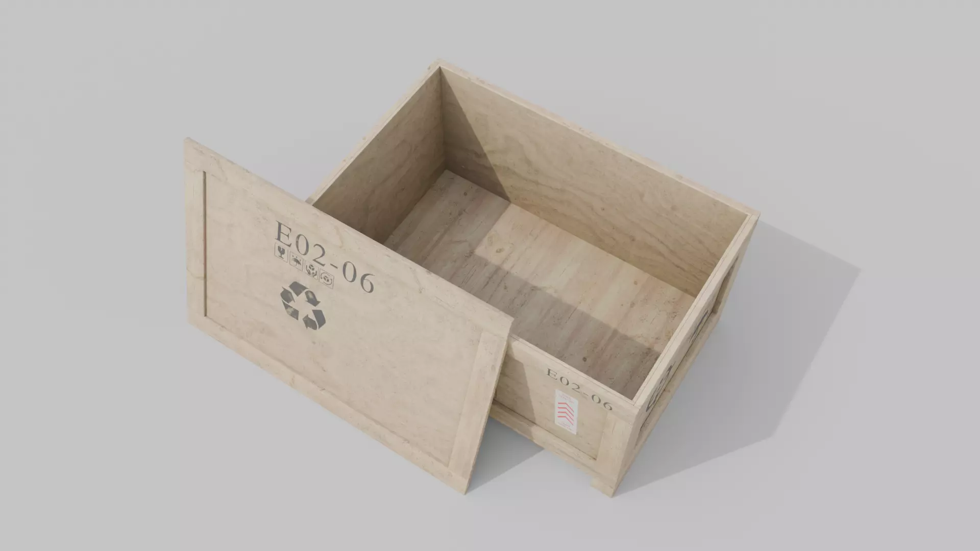 Regular Wooden Crate - Customizable Shipping Box Low-poly 3D model_12