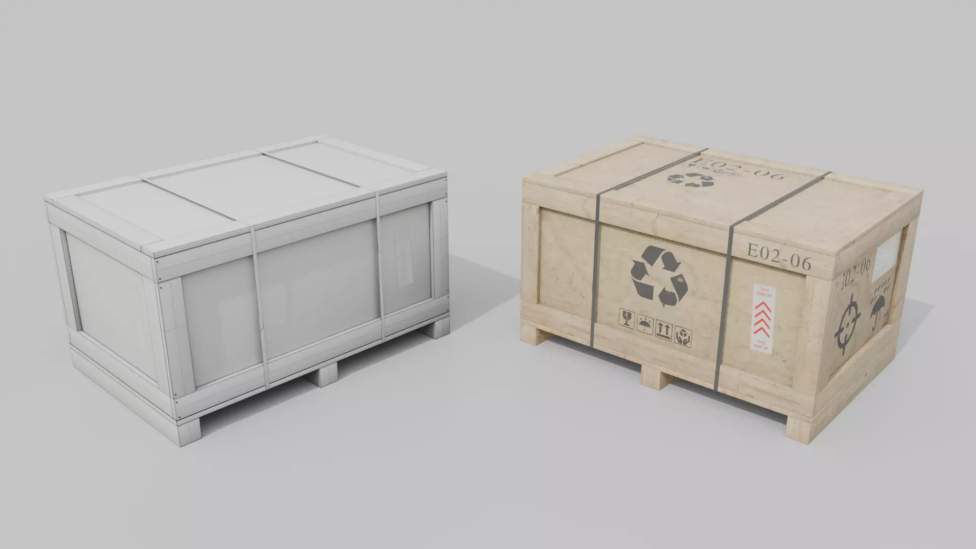 Regular Wooden Crate - Customizable Shipping Box Low-poly 3D model_22
