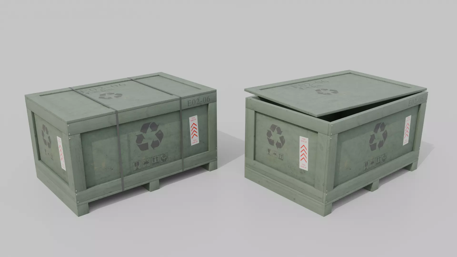 Regular Wooden Crate - Customizable Shipping Box Low-poly 3D model_14